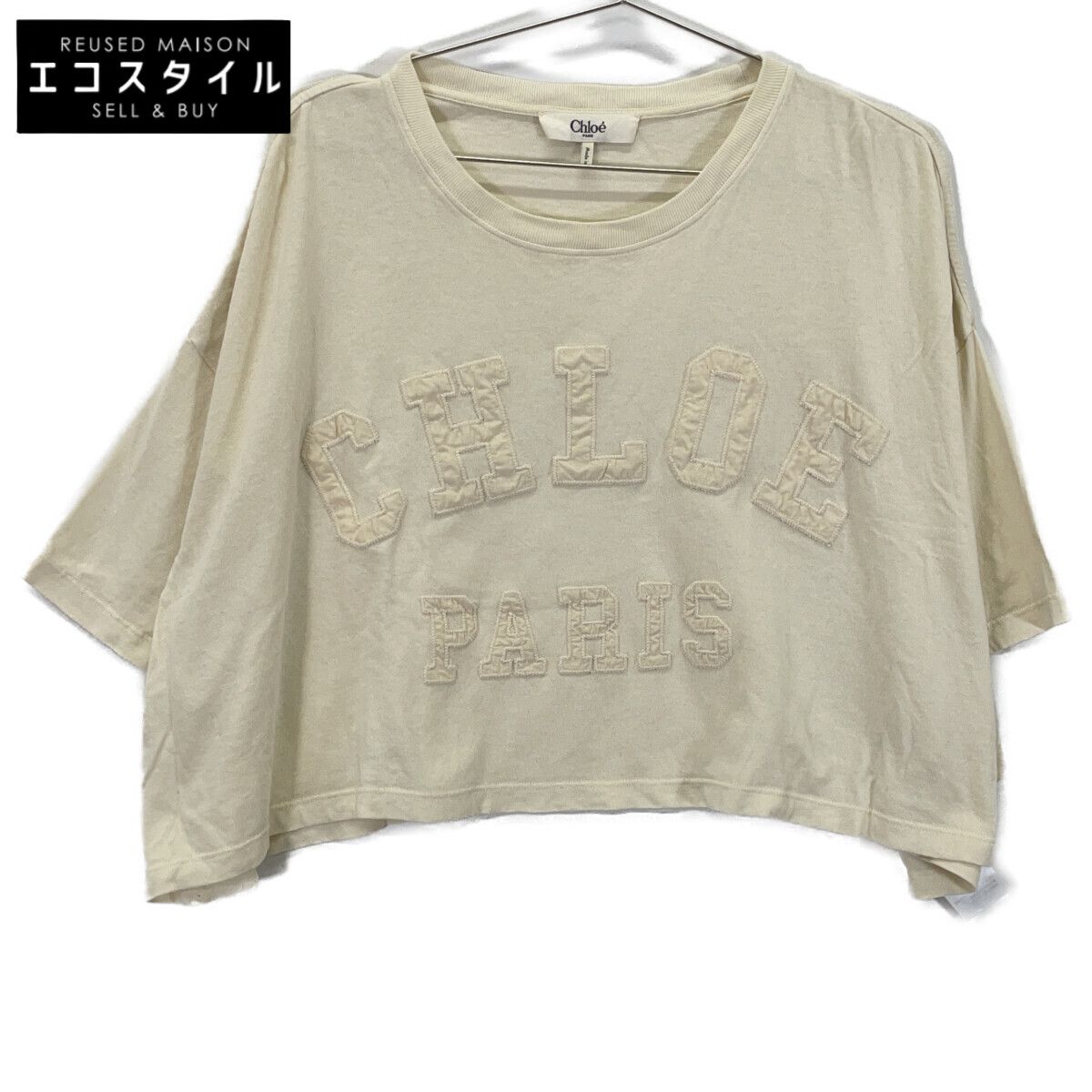 CHLOE クロエ 25SS ﾛｺﾞﾜｯﾍﾟﾝﾎﾞｸｼｰﾌｨｯﾄTｼｬﾂ