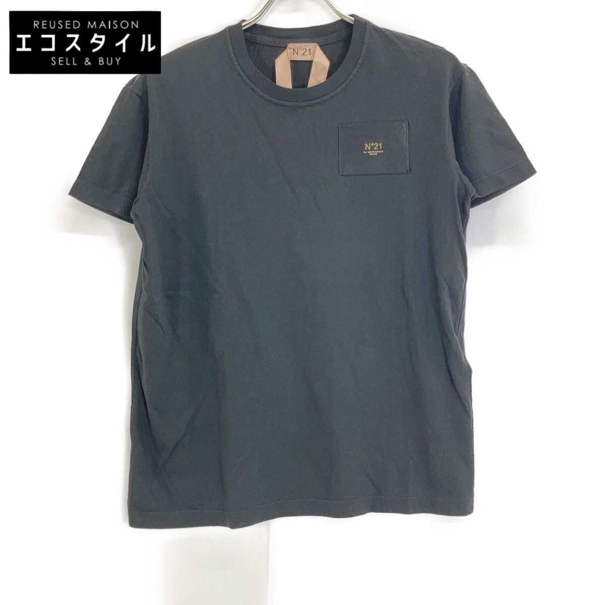 N゜21 ヌメロ ヴェントゥーノ P22IN2M F0114203 ﾌﾞﾗｯｸ ﾚｻﾞｰ ﾊﾟｯﾁ Tｼｬﾂ 38