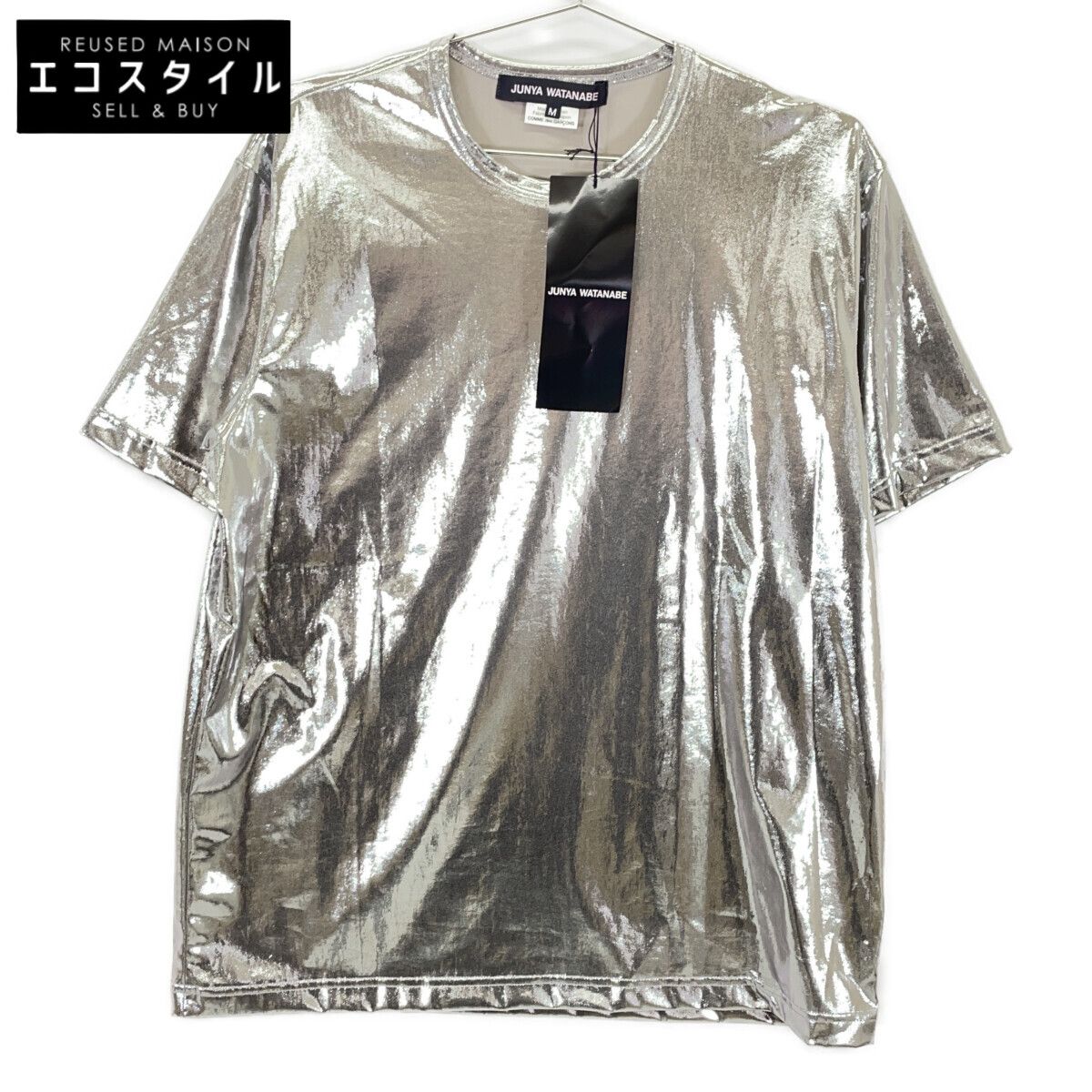 COMMEdesGARCONS JUNYA WATANABE コムデギャルソンジュンヤワタナベ JO-T015 24年製 ｼﾙﾊﾞｰ ﾒﾀﾘｯｸ Tｼｬﾂ M