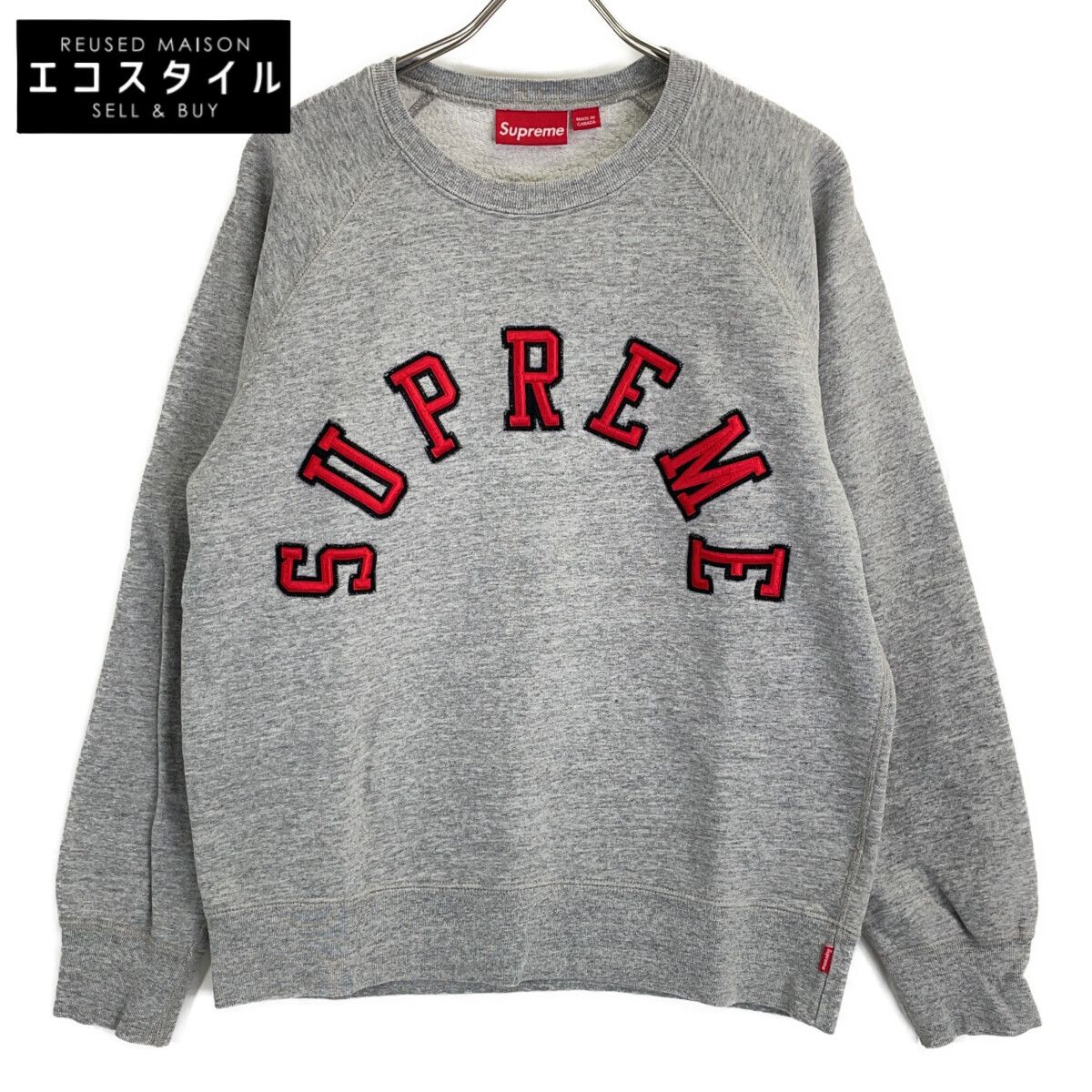 Supreme シュプリーム ｸﾞﾚｰ Arc Logo Crewneck ｱｰﾁﾛｺﾞｽｳｪｯﾄ M