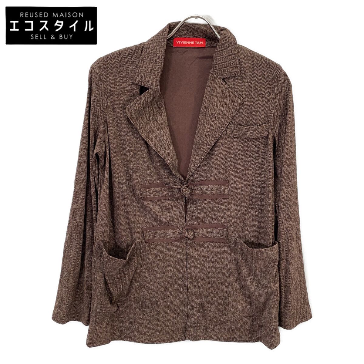 VIVIENNE TAM ヴィヴィアンタム 25SS ﾍﾞｰｼﾞｭ ﾚｻﾞｰﾗｲｸ×ﾃﾞﾆﾑｼﾞｬｹｯﾄ 38