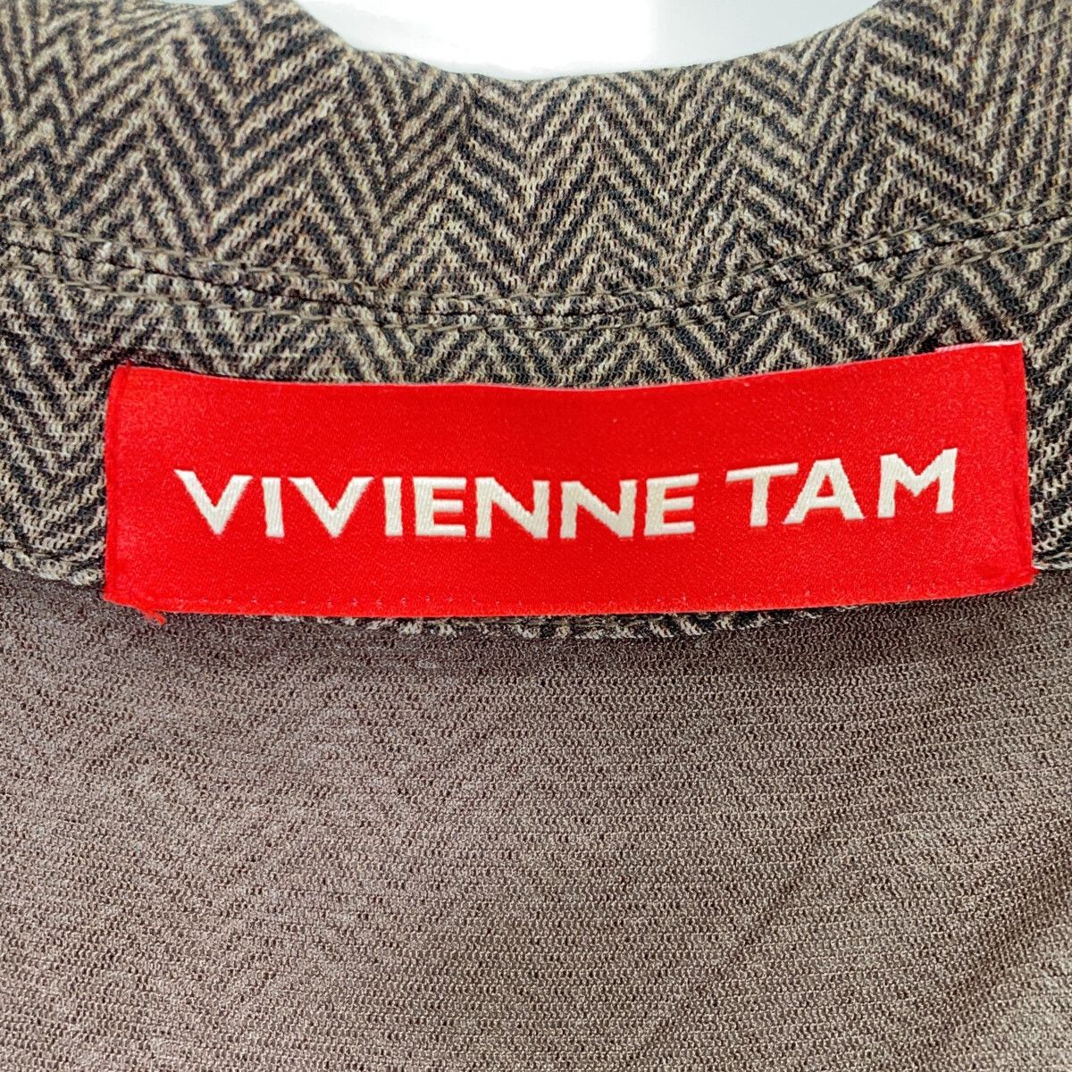 VIVIENNE TAM ヴィヴィアンタム 25SS ﾍﾞｰｼﾞｭ ﾚｻﾞｰﾗｲｸ×ﾃﾞﾆﾑｼﾞｬｹｯﾄ 38