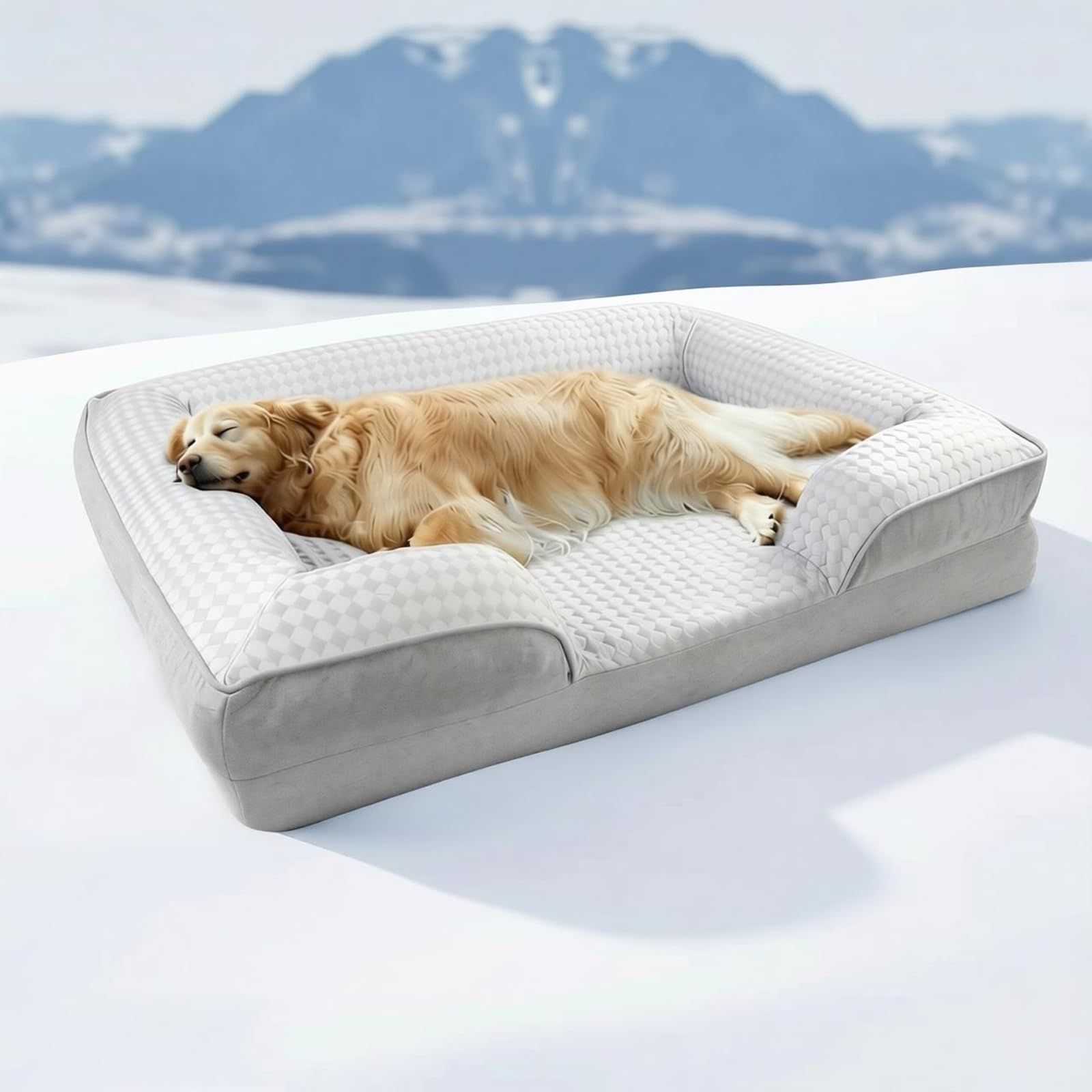 JEMAジェマ ペットクッション 犬ベッド ペットベッド ペットソファーベッド 夏用 ひんやり 冷感 冷感ベッド 暑さ対策 洗える ふわふわ 枕付き 犬寝床 防水 滑り止め 老犬介護 床ずれ 防止 通年使用 春夏 中型犬 大型犬 多頭飼い 107*76*1as