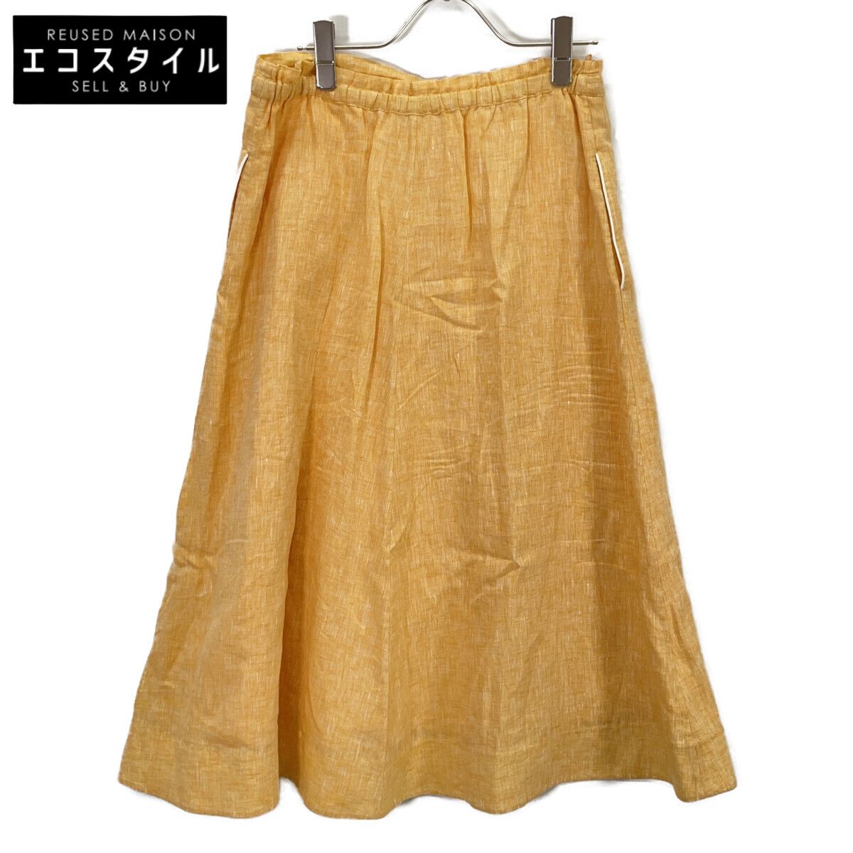 Loro Piana ロロピアーナ FAL2040 イエロー リネン×コットン フレアスカート 38