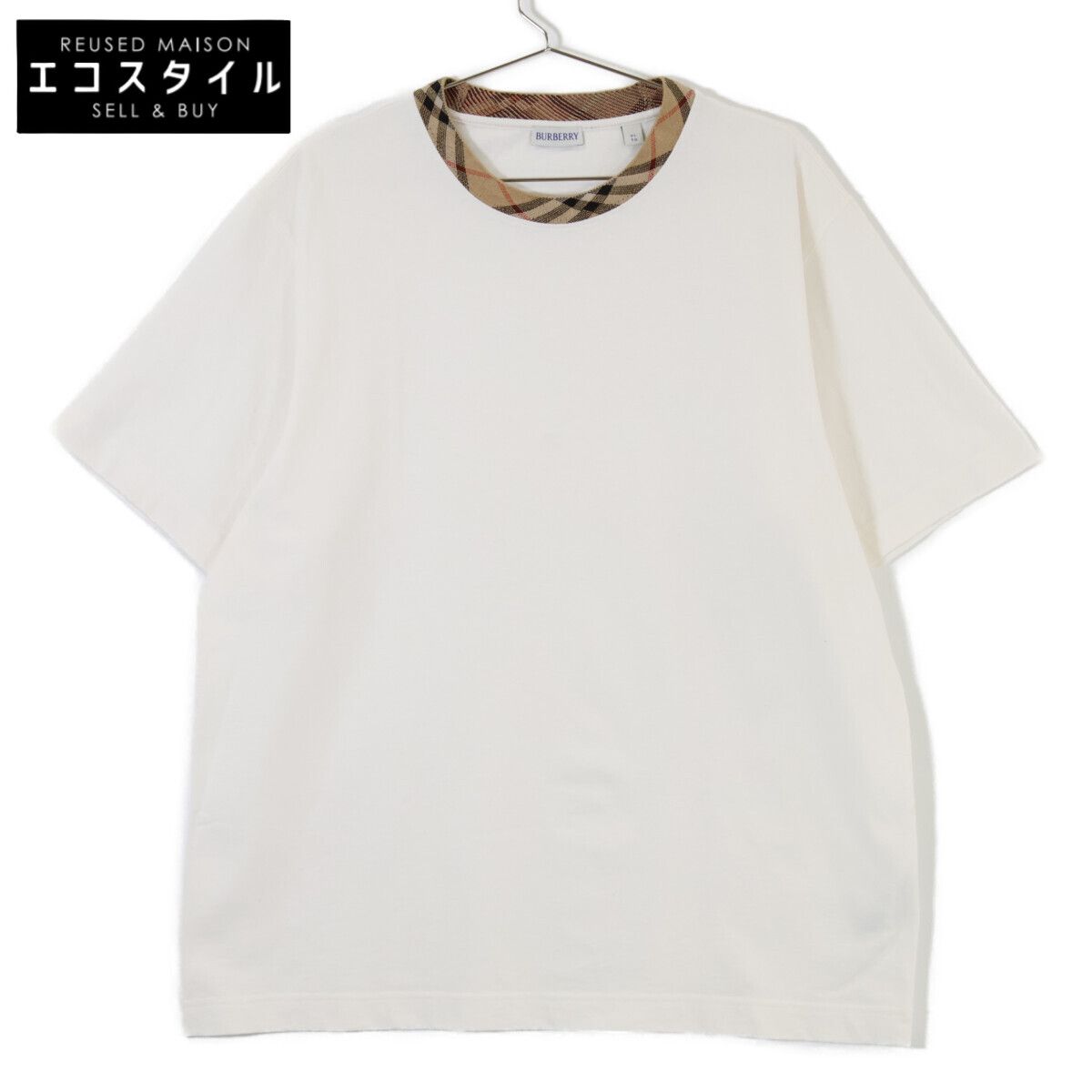 BURBERRY バーバリー 8110100 25SS ホワイト S/SチェックトリムTシャツ XL