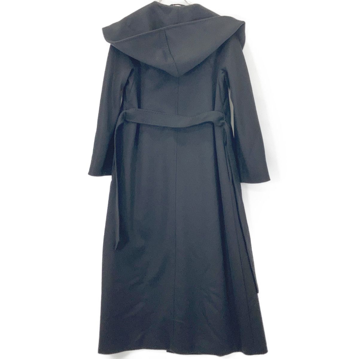 MAXMARA STUDIO マックスマーラスタジオ 601637936 ブラック ウール ベルト フーデットコート 34 MAXMARA STUDIO マックスマーラスタジオ 601637936 ブラック ウール ベルト フーデットコート 34