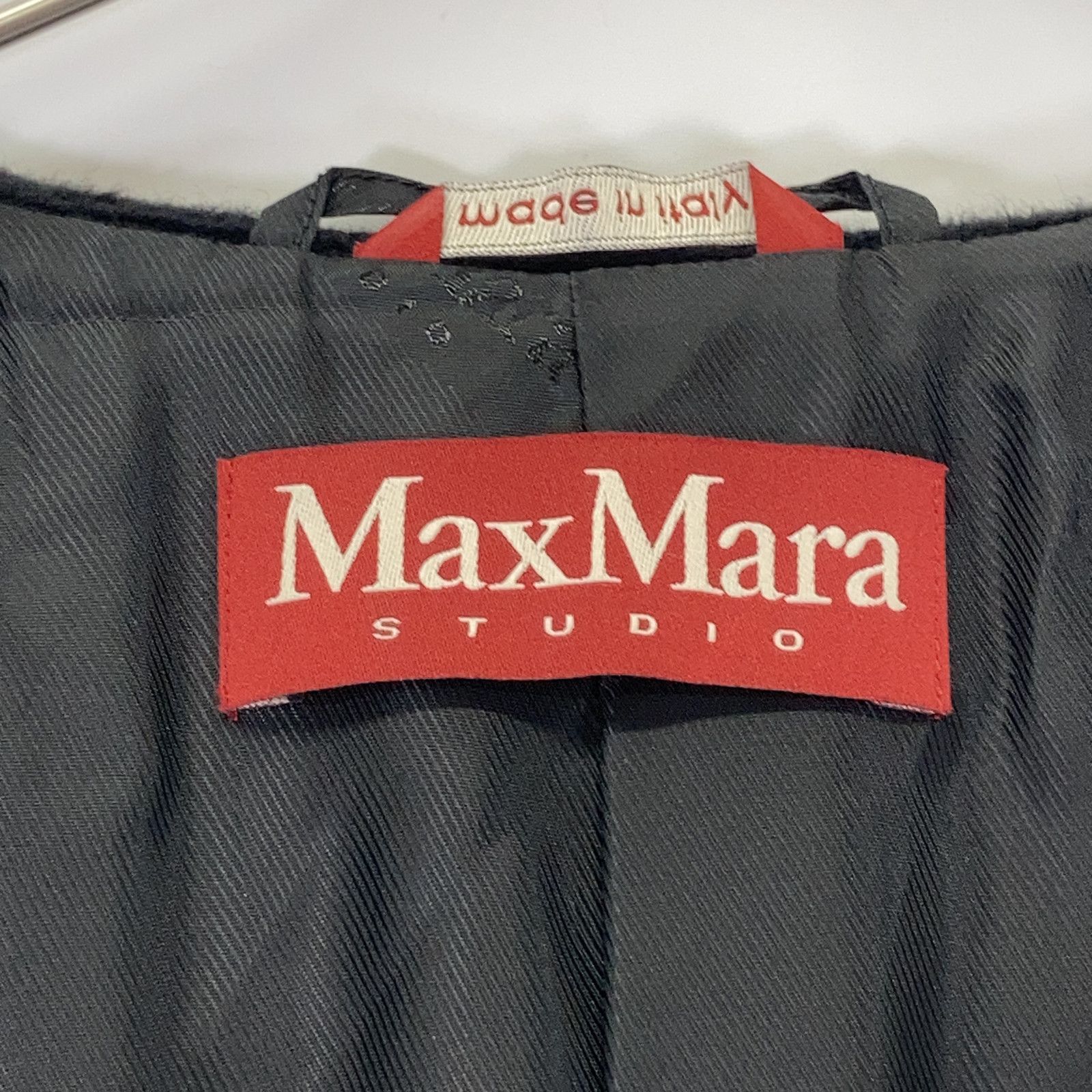 MAXMARA STUDIO マックスマーラスタジオ 601637936 ブラック ウール ベルト フーデットコート 34 MAXMARA STUDIO マックスマーラスタジオ 601637936 ブラック ウール ベルト フーデットコート 34