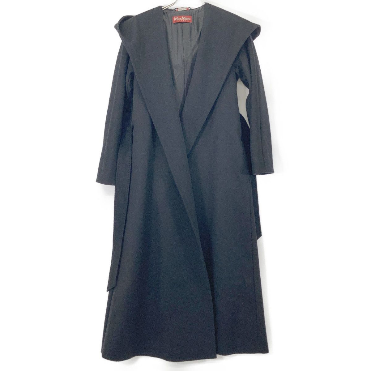 MAXMARA STUDIO マックスマーラスタジオ 601637936 ブラック ウール ベルト フーデットコート 34 MAXMARA STUDIO マックスマーラスタジオ 601637936 ブラック ウール ベルト フーデットコート 34