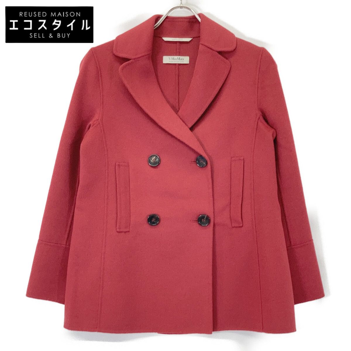 S MaxMara エスマックスマーラ 904102016 クチートアマーノ ダブルブレストショートコート レッド 36