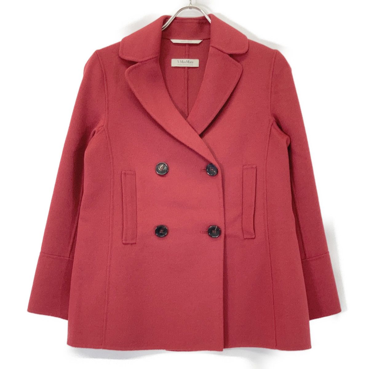 S MaxMara エスマックスマーラ 904102016 クチートアマーノ ダブルブレストショートコート レッド 36 S MaxMara エスマックスマーラ 904102016 クチートアマーノ ダブルブレストショートコート レッド 36