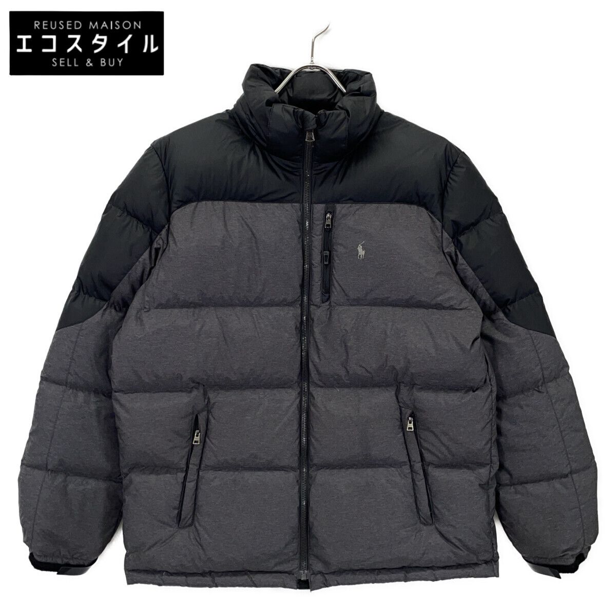 POLO RALPH LAUREN ポロ ラルフローレン ﾌﾞﾗｯｸ×ｸﾞﾚｰ ﾀﾞｳﾝｼﾞｬｹｯﾄ XL