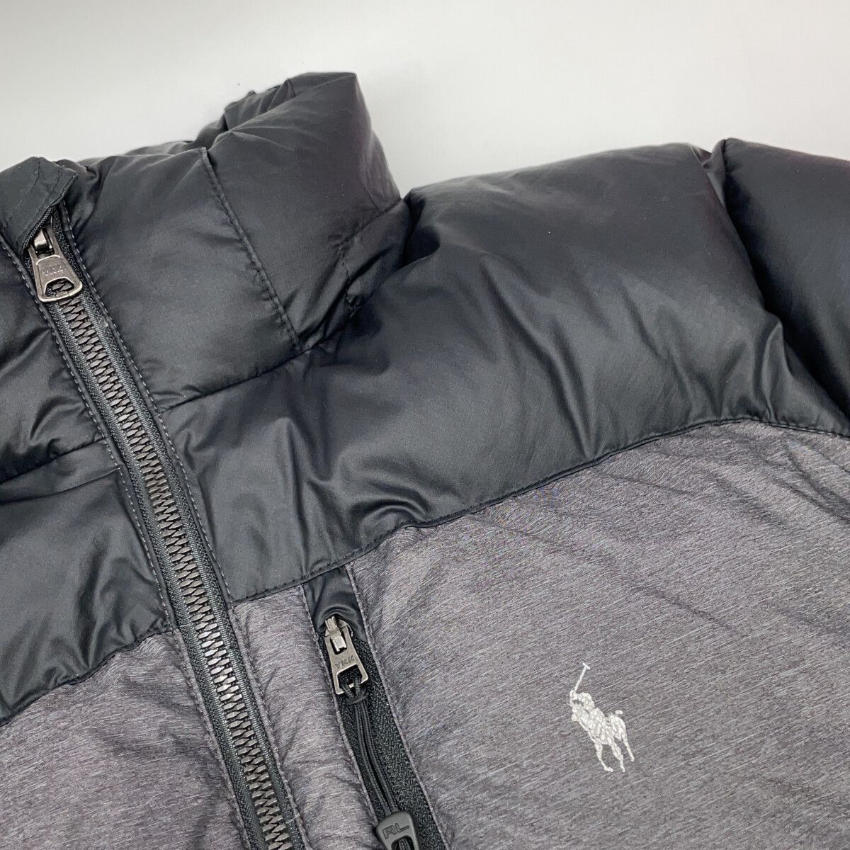 POLO RALPH LAUREN ポロ ラルフローレン ﾌﾞﾗｯｸ×ｸﾞﾚｰ ﾀﾞｳﾝｼﾞｬｹｯﾄ XL