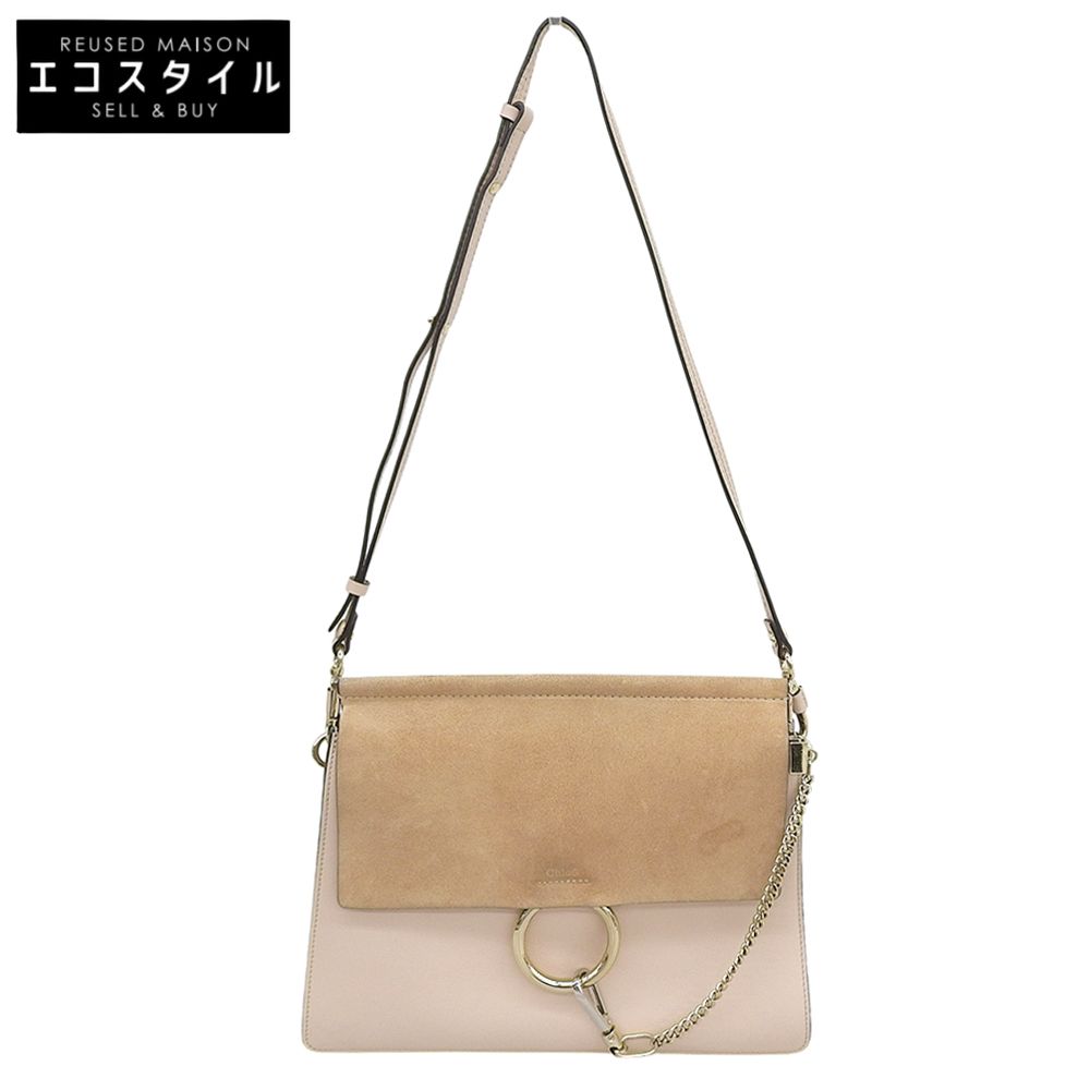 CHLOE クロエ レザー×スエード フェイ ショルダーバッグ レディース ピンク×ベージュ