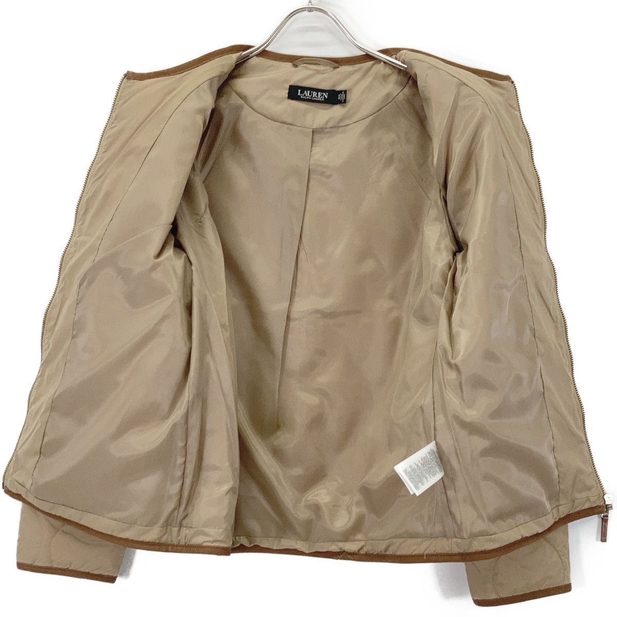 LAUREN RALPH LAUREN ローレン ラルフローレン ﾍﾞｰｼﾞｭ ﾂｲﾙﾄﾘﾑ ｵﾆｵﾝｷﾙﾃｯﾄﾞ ｼﾞｬｹｯﾄ XS