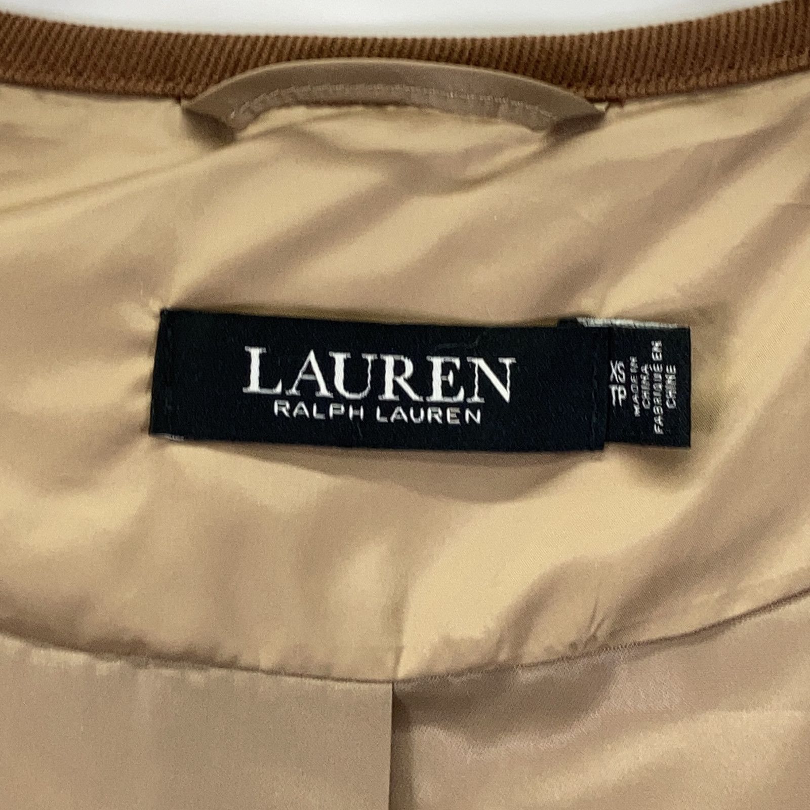 LAUREN RALPH LAUREN ローレン ラルフローレン ﾍﾞｰｼﾞｭ ﾂｲﾙﾄﾘﾑ ｵﾆｵﾝｷﾙﾃｯﾄﾞ ｼﾞｬｹｯﾄ XS