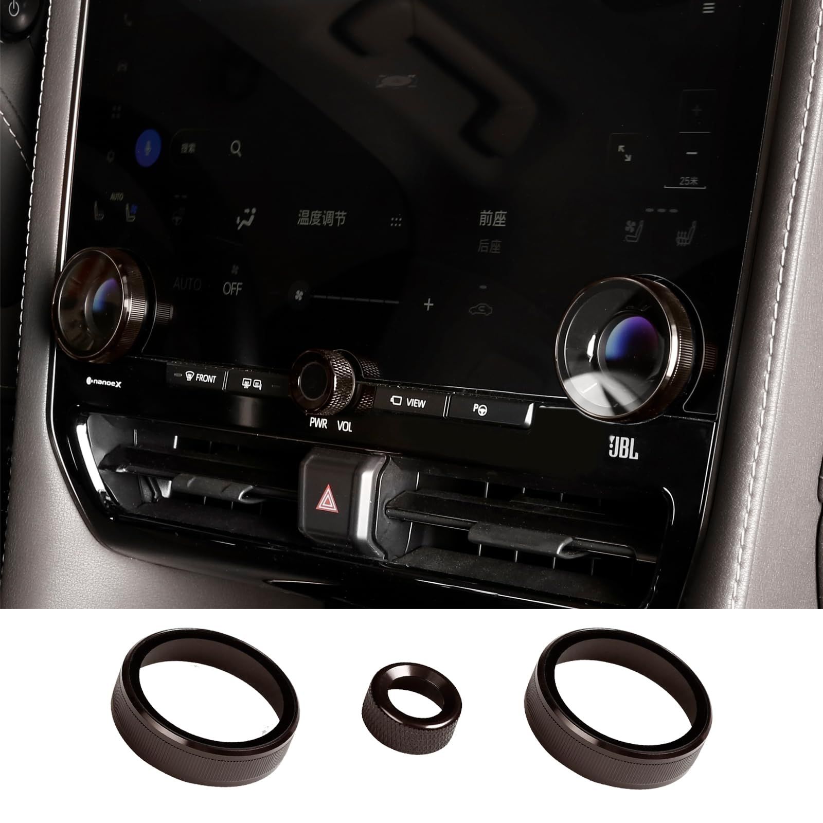 新品 Fucaten エアコンダイヤルカバー 適用トヨタ 新型アルファード40系(2023年6月~) ヴェルファイア40系(2023年6月~) アルミ合金素材 空調ノブボタンカバー&ボリューム調整ノブカバー 3pcsセット アクセサリー カー用品 汚れ防止 傷