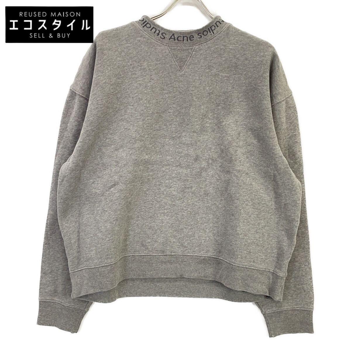 ACNE STUDIOS アクネ ストゥディオズ グレー FLOGHO ロゴモックネック Vガゼット スウェットプルオーバー S