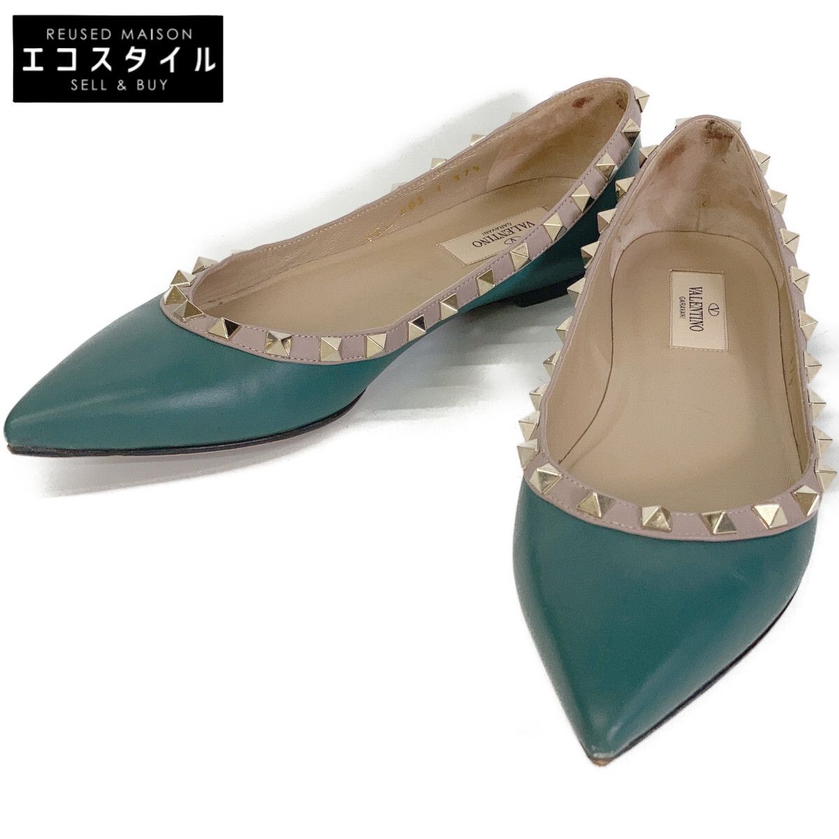 VALENTINO ヴァレンティノ ロックスタッズ ポインテッドトゥ フラットシューズ 37 1/2 8,581円