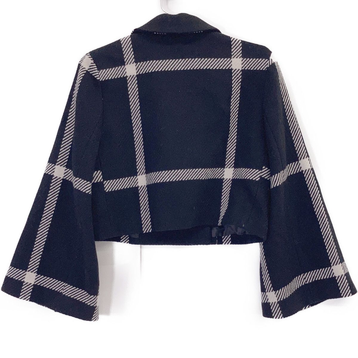 sheller シェリエ ブラック×ホワイト チェック クロップドジャケット/コート F sheller シェリエ ブラック×ホワイト チェック クロップドジャケット/コート F