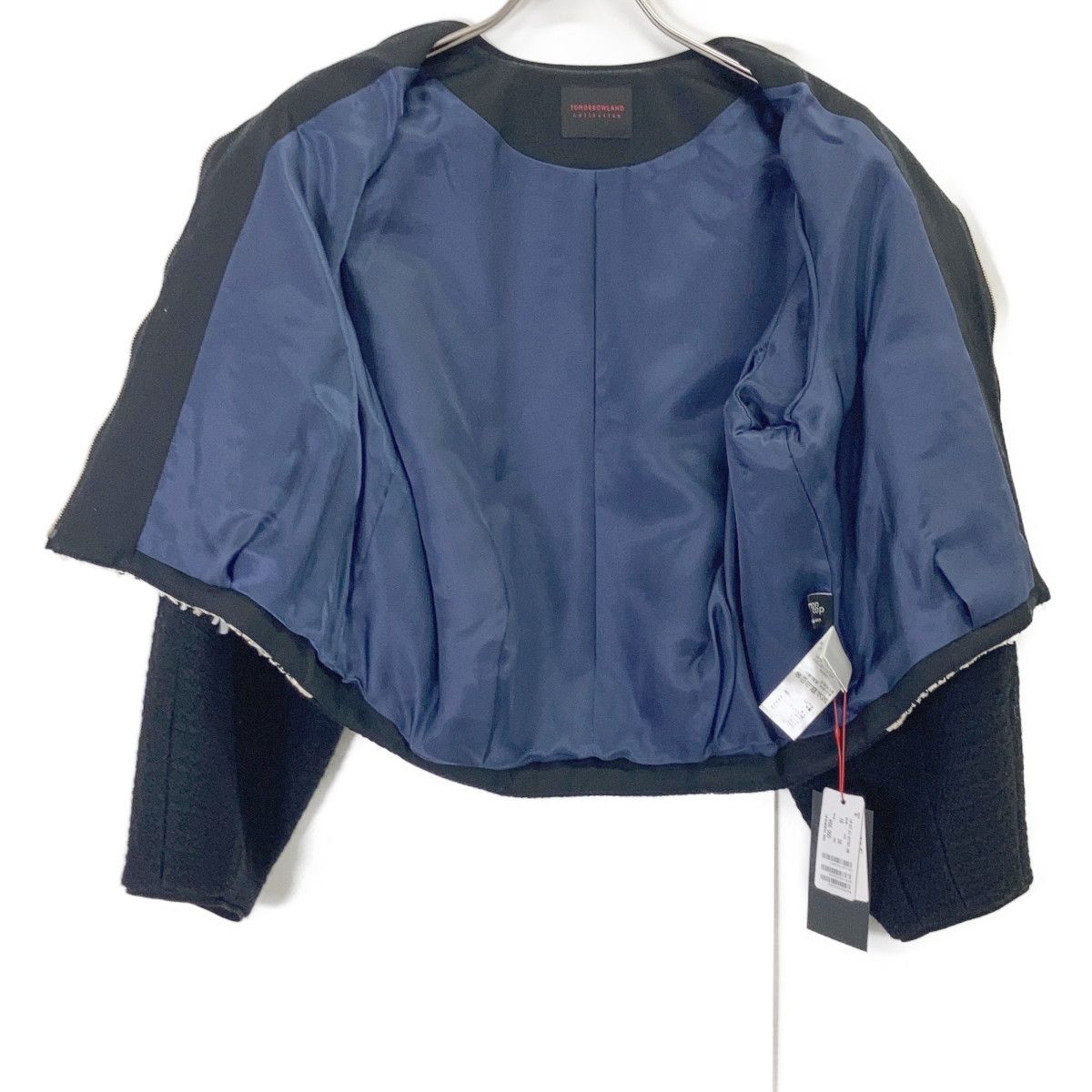 TOMORROWLAND トゥモローランド 25AW 14075107701 ﾌﾞﾗｯｸ×ﾎﾜｲﾄ ﾌｧﾝｼｰﾓﾉﾄｰﾝﾁｪｯｸ ﾌﾛﾝﾄﾂｲｰﾄﾞﾌﾞﾙｿﾞﾝ 36