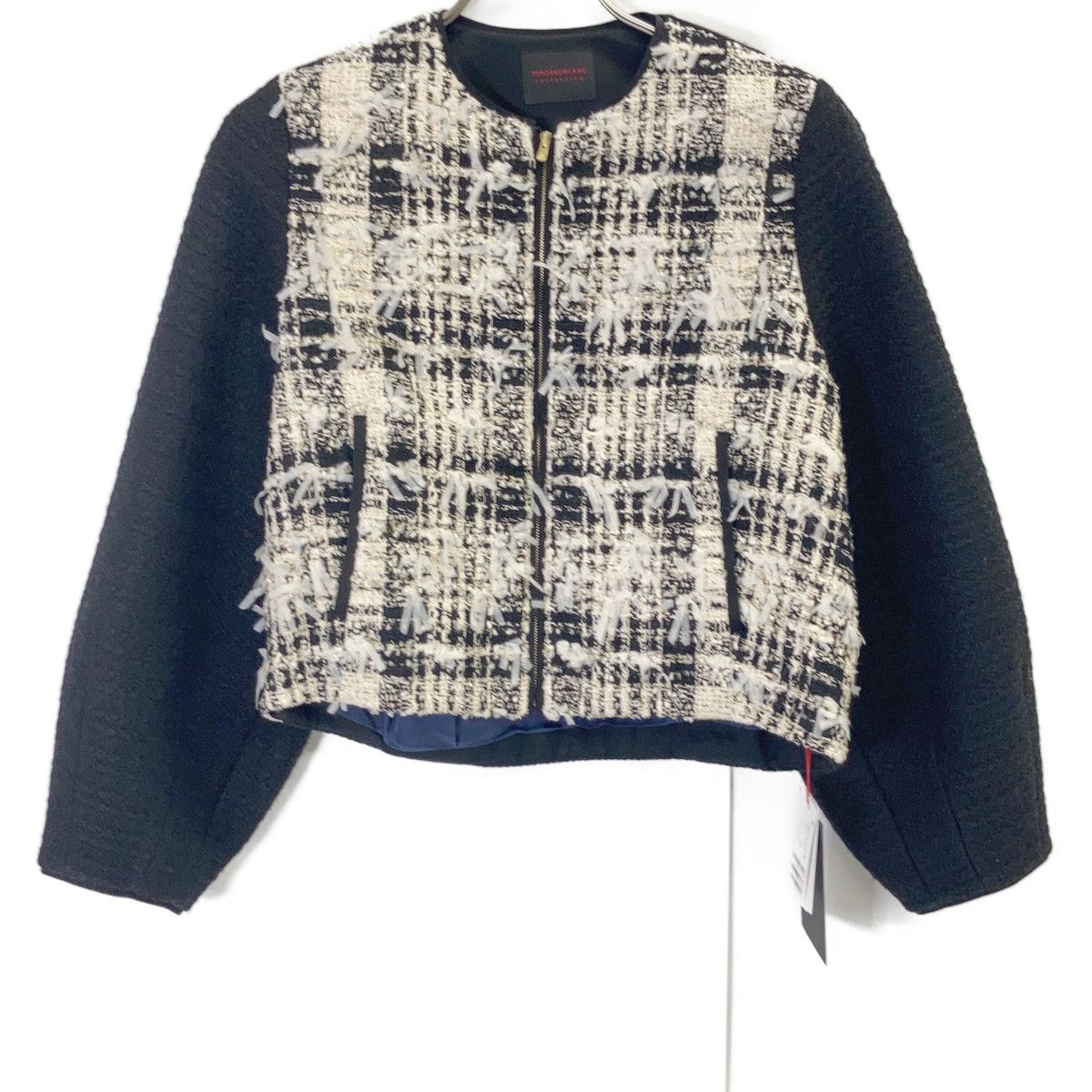 TOMORROWLAND トゥモローランド 25AW 14075107701 ﾌﾞﾗｯｸ×ﾎﾜｲﾄ ﾌｧﾝｼｰﾓﾉﾄｰﾝﾁｪｯｸ ﾌﾛﾝﾄﾂｲｰﾄﾞﾌﾞﾙｿﾞﾝ 36
