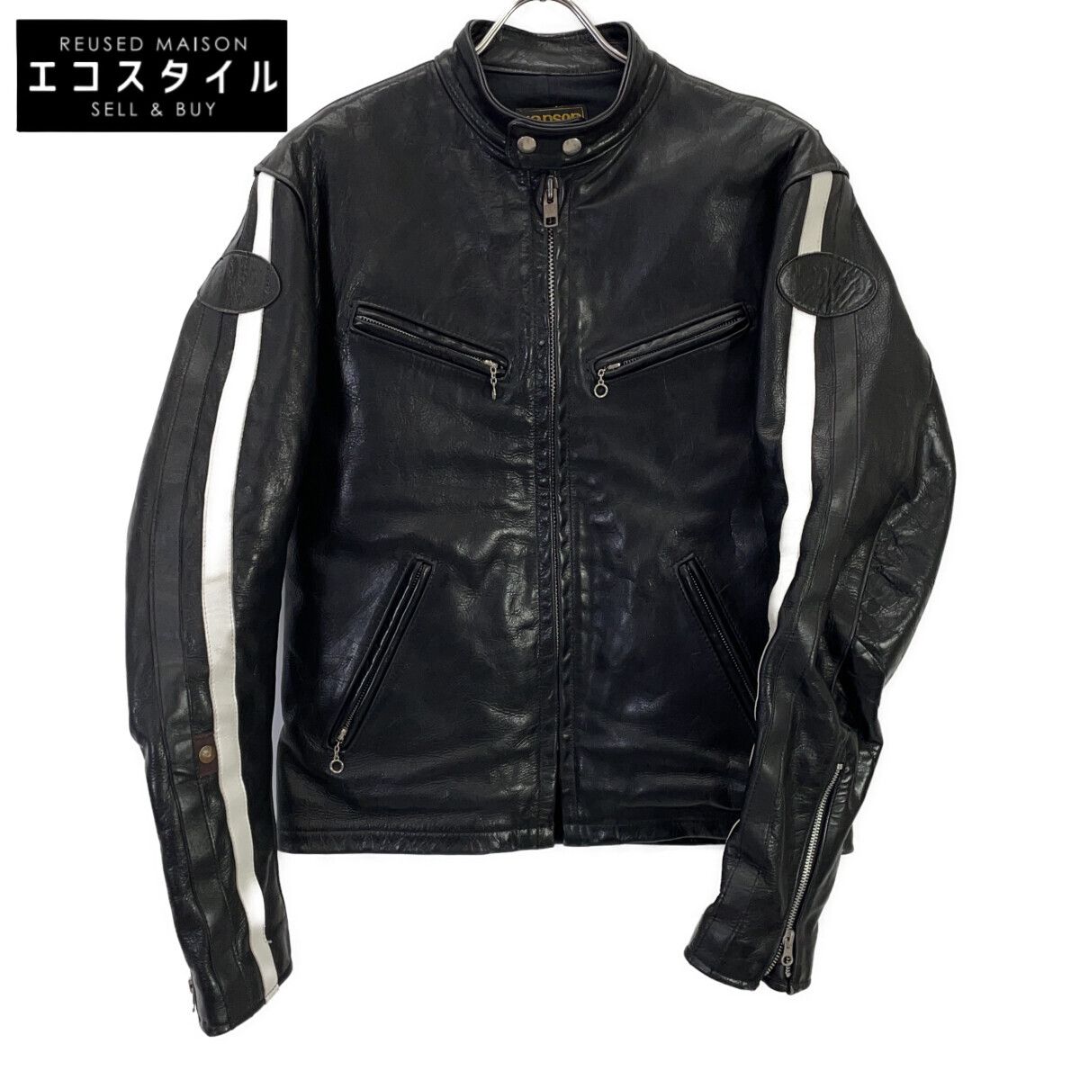 VANSON バンソン 14989 ﾌﾞﾗｯｸ ﾚｻﾞｰ ｼﾝｸﾞﾙﾗｲﾀﾞｰｽ ｼﾞｬｹｯﾄ M