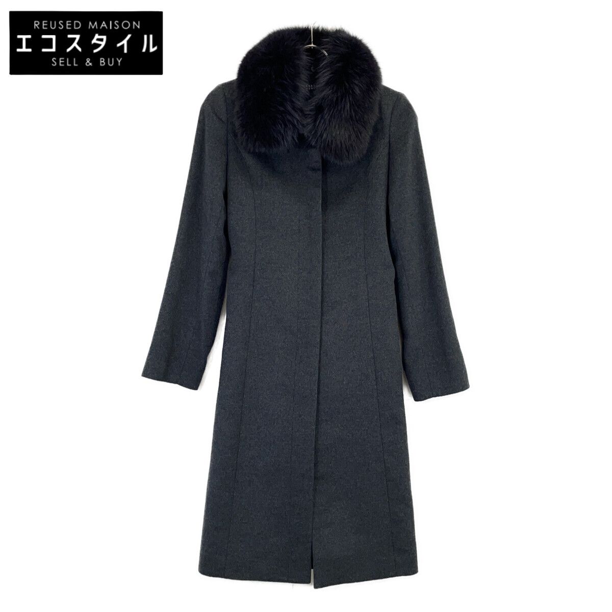 BARNEYS NEWYORK バーニーズニューヨーク BJ-404A ｸﾞﾚｰ ﾌｫｯｸｽﾌｧｰ ｶｼﾐﾔ100 ｺｰﾄ 36
