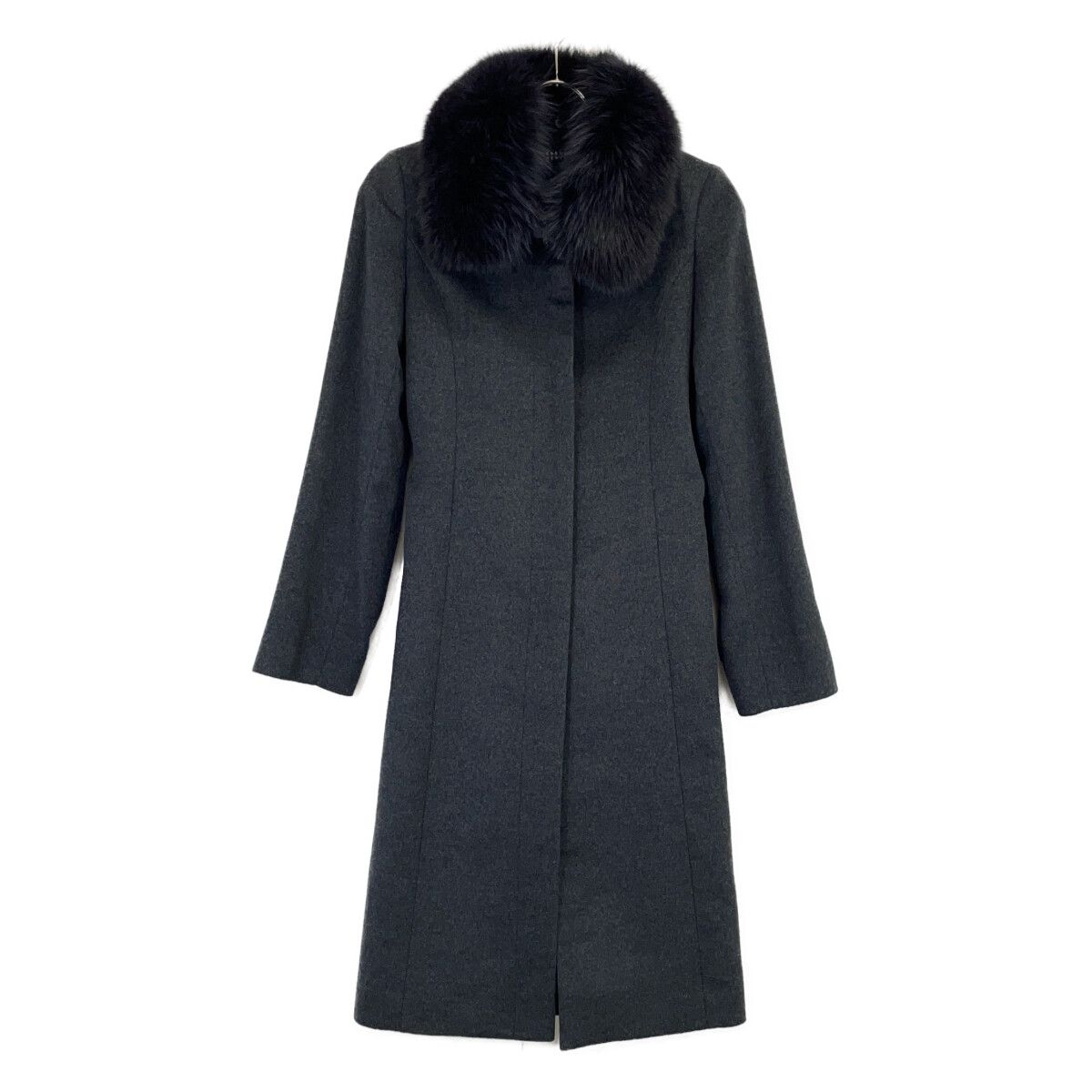 BARNEYS NEWYORK バーニーズニューヨーク BJ-404A ｸﾞﾚｰ ﾌｫｯｸｽﾌｧｰ ｶｼﾐﾔ100 ｺｰﾄ 36