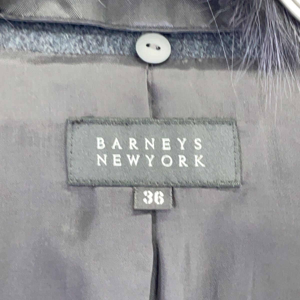 BARNEYS NEWYORK バーニーズニューヨーク BJ-404A ｸﾞﾚｰ ﾌｫｯｸｽﾌｧｰ ｶｼﾐﾔ100 ｺｰﾄ 36