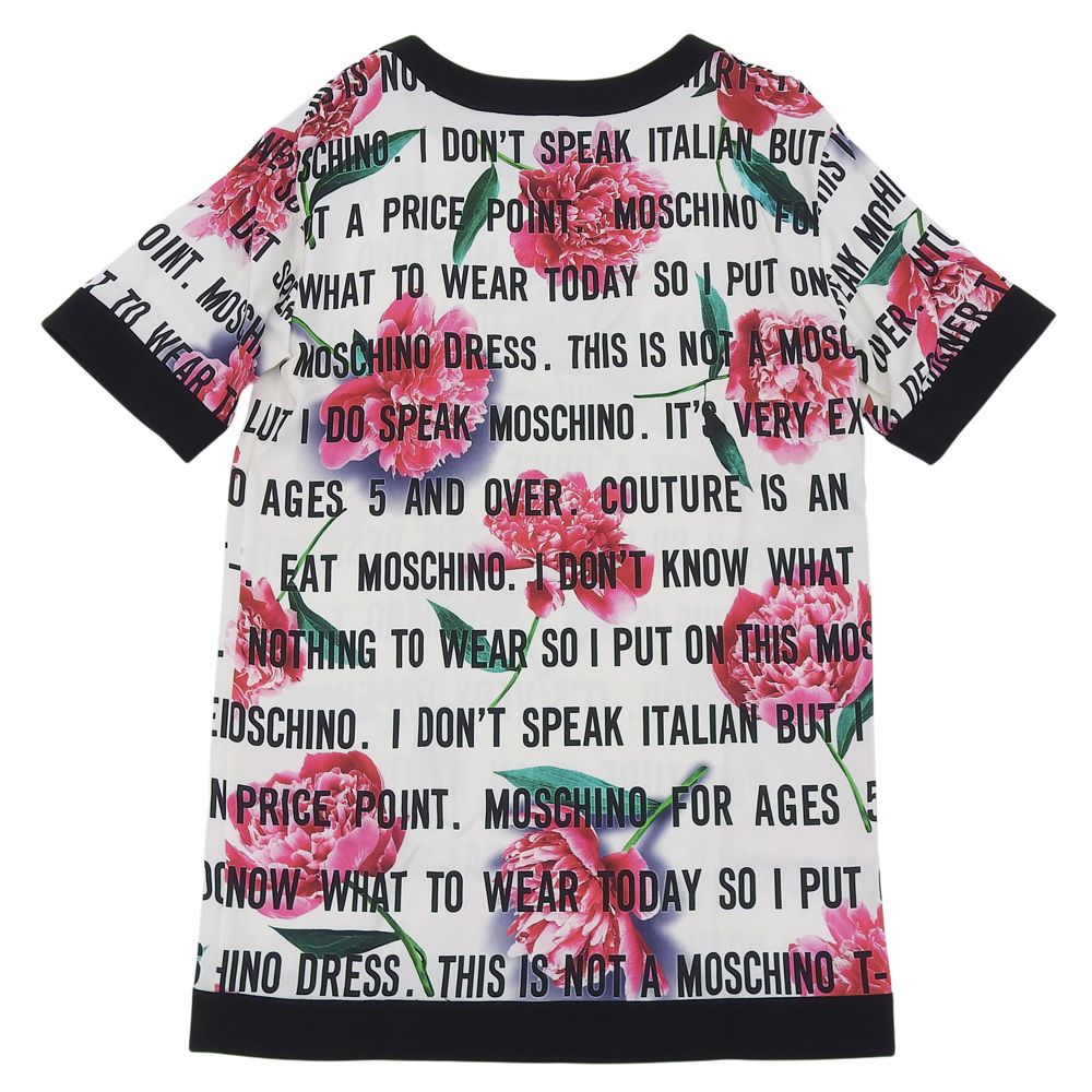 MOSCHINO モスキーノ 美品 フローラル ドレス Tシャツ トップス レディース ホワイト×ブラック 42 42