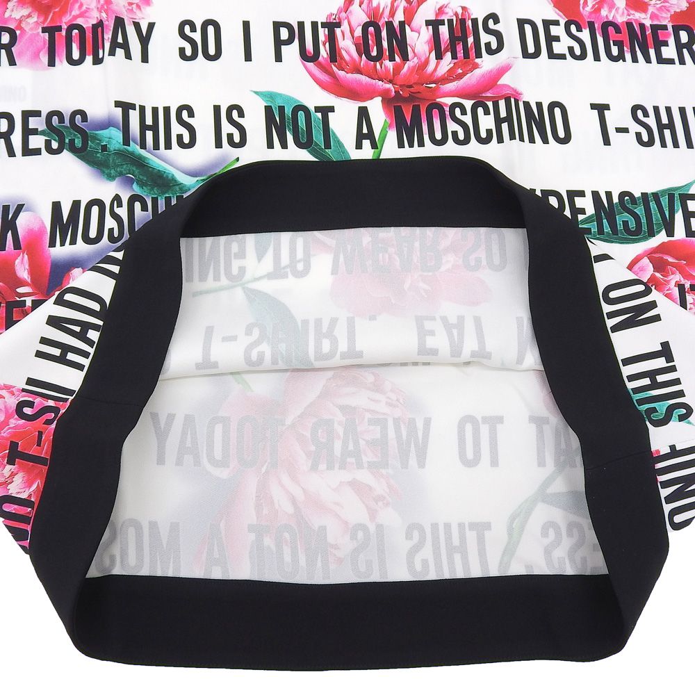 MOSCHINO モスキーノ 美品 フローラル ドレス Tシャツ トップス レディース ホワイト×ブラック 42 42