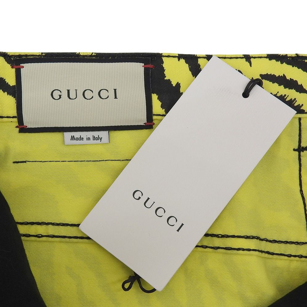 GUCCI グッチ 新品同様 ゼブラプリント ストレート デニム ボトムス レディース イエロー 26 502797 26