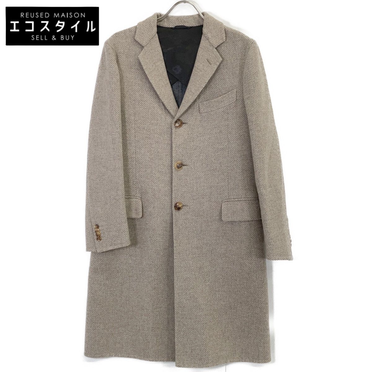 Belvest ベルベスト ﾍﾞｰｼﾞｭ PT13DBA ｳｰﾙﾁｪｽﾀｰｺｰﾄ 46