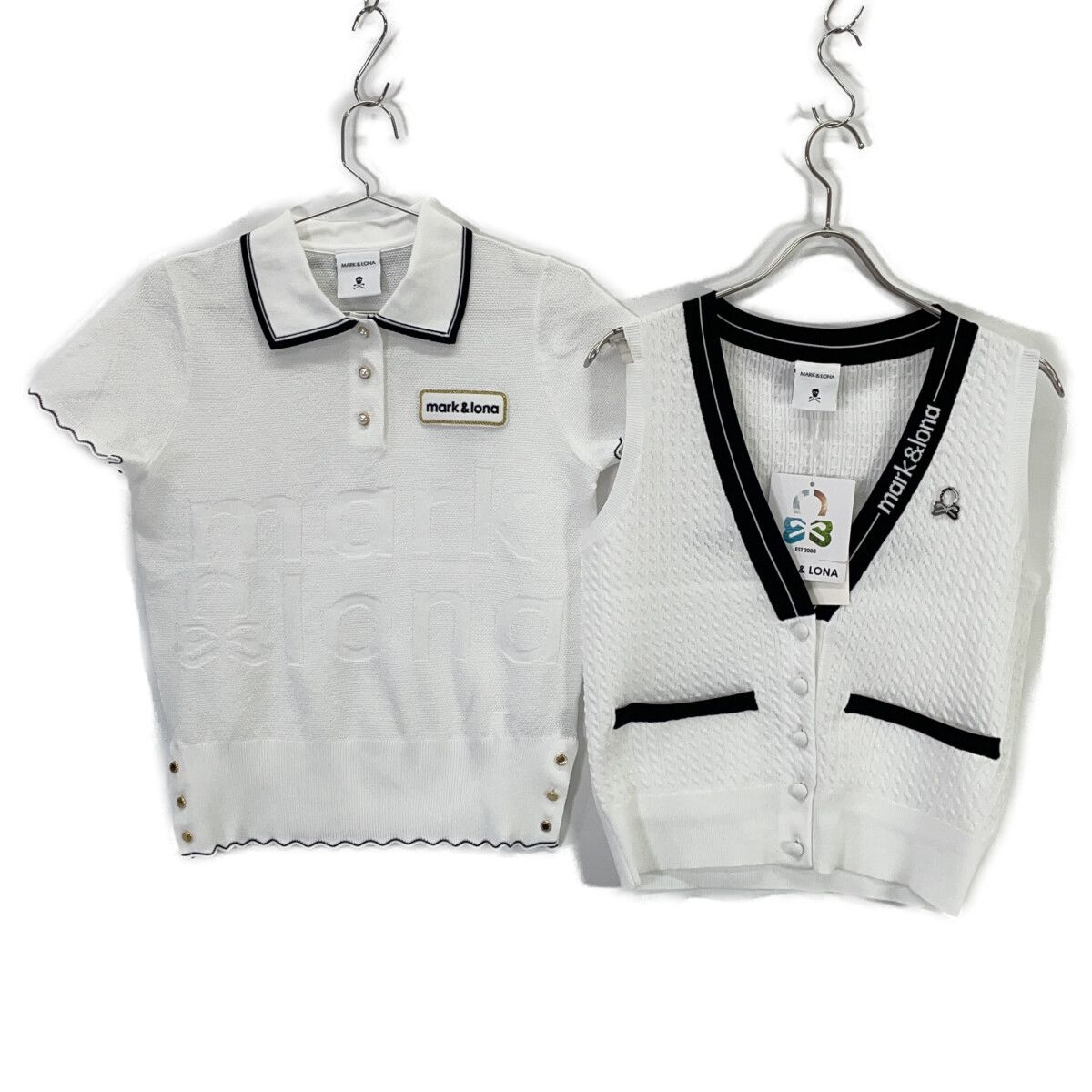 MARK&LONA マークアンドロナ MLW-6A-AB04 ホワイト ニットベスト ヘンリーネック シャツ 38 MARK&LONA マークアンドロナ MLW-6A-AB04 ホワイト ニットベスト ヘンリーネック シャツ 38