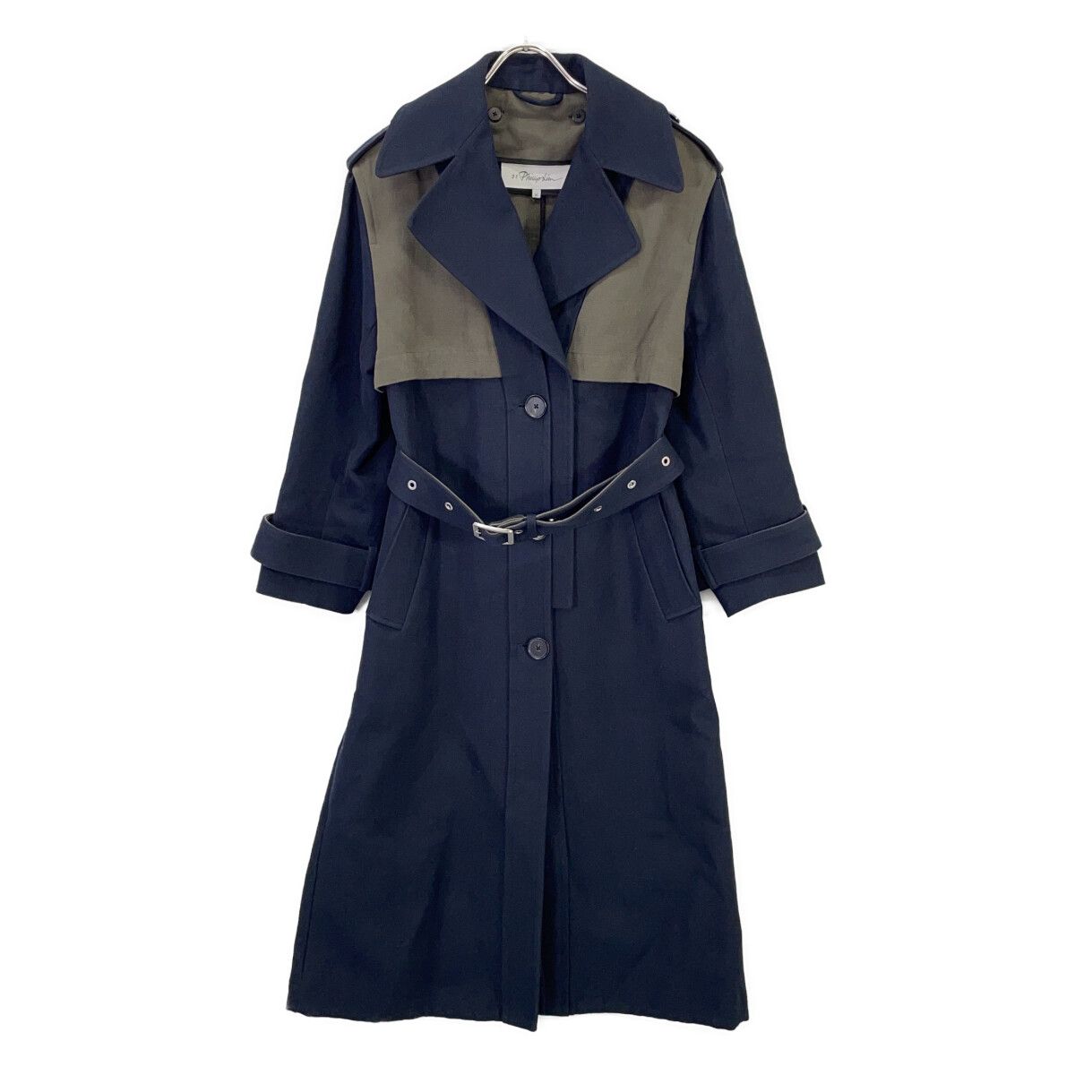 3.1 Phillip lim スリーワンフィリップリム P232-80001CLO ネイビー×カーキ ブロックカラー トレンチコート XS 3.1 Phillip lim スリーワンフィリップリム P232-80001CLO ネイビー×カーキ ブロックカラー トレンチコート XS
