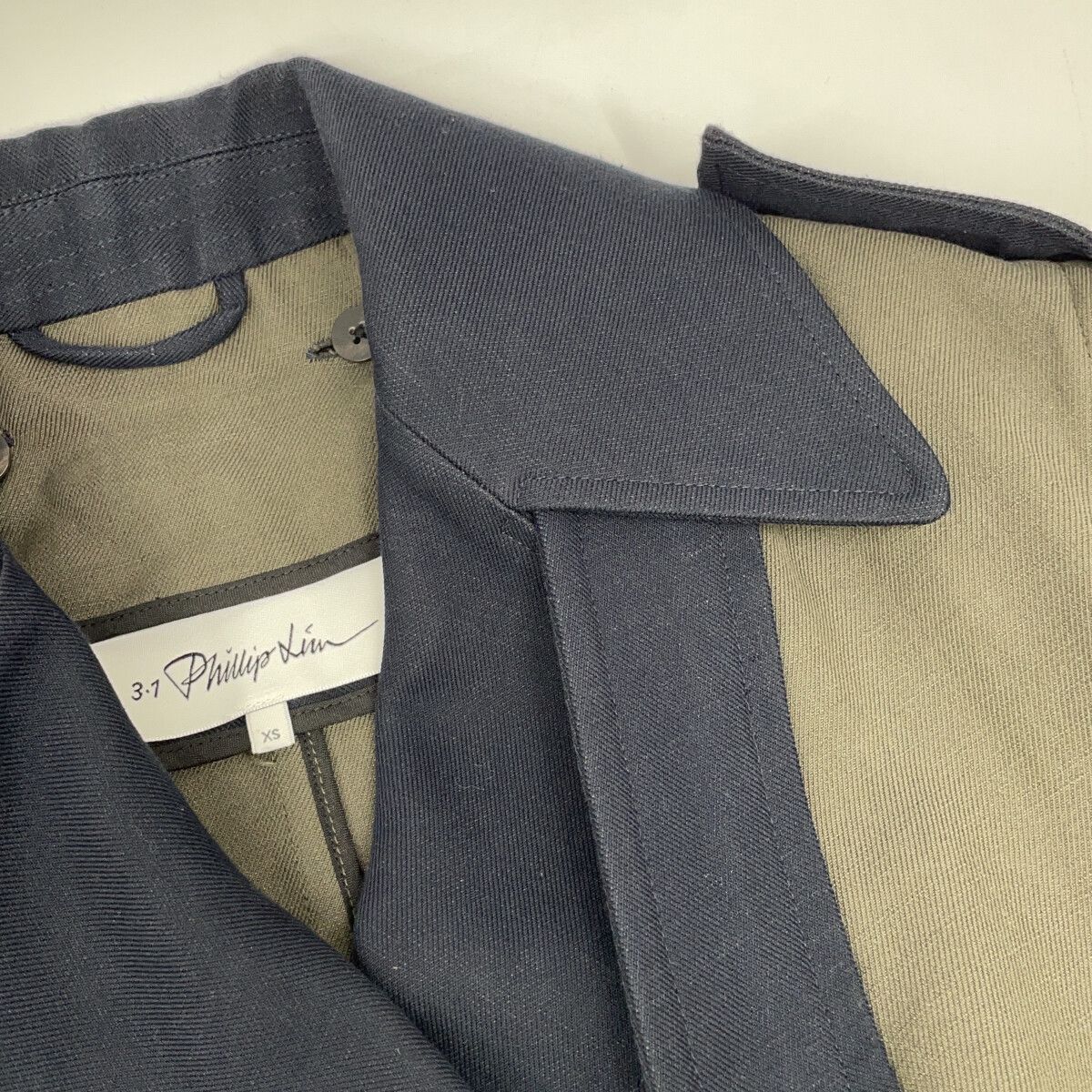 3.1 Phillip lim スリーワンフィリップリム P232-80001CLO ネイビー×カーキ ブロックカラー トレンチコート XS 3.1 Phillip lim スリーワンフィリップリム P232-80001CLO ネイビー×カーキ ブロックカラー トレンチコート XS