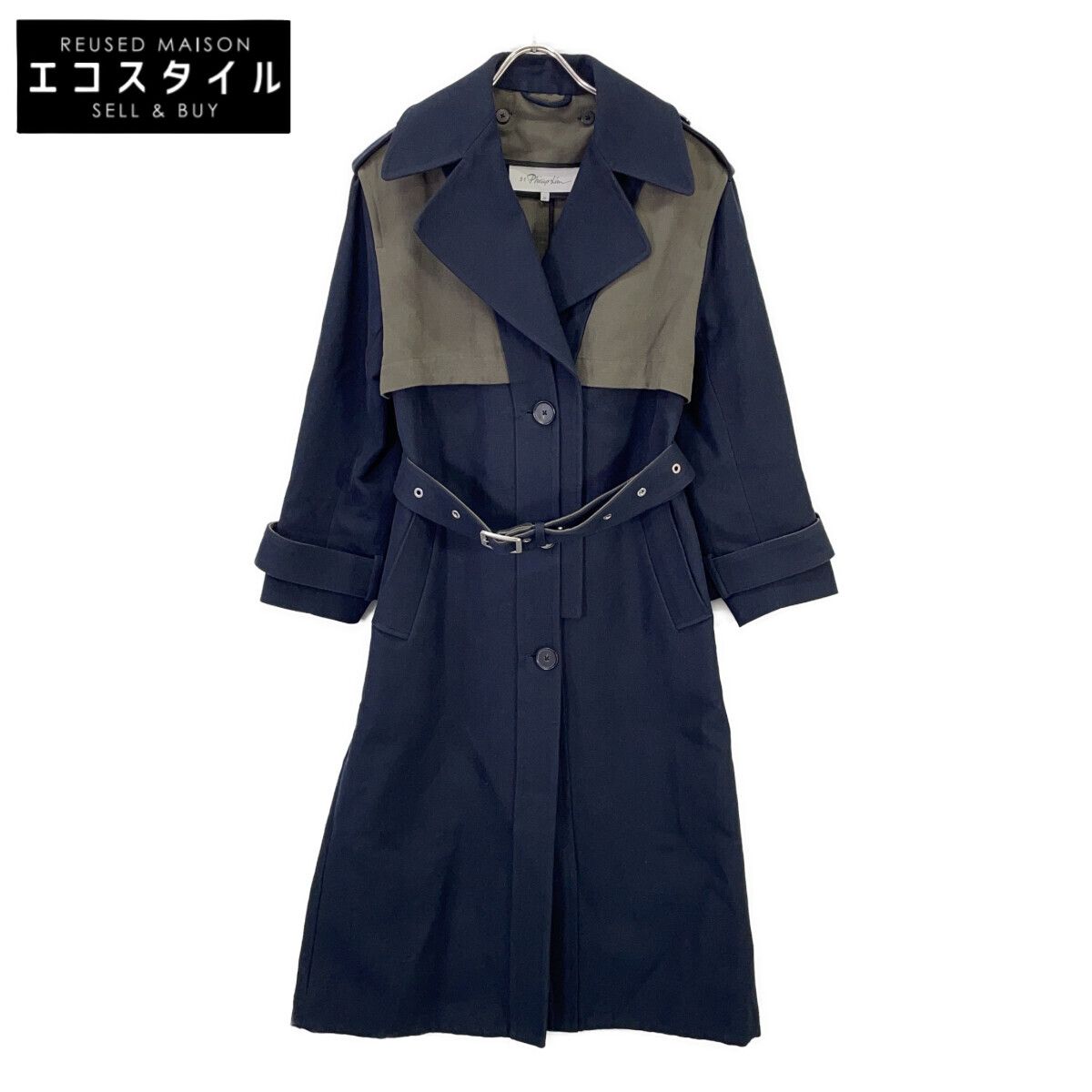 3.1 Phillip lim スリーワンフィリップリム P232-80001CLO ﾈｲﾋﾞｰ×ｶｰｷ ﾌﾞﾛｯｸｶﾗｰ ﾄﾚﾝﾁｺｰﾄ XS