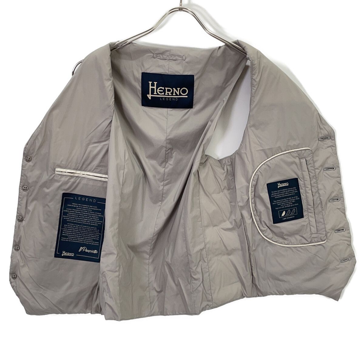 HERNO ヘルノ Pl002ULE-19288-1800 アイスグレー インナー ダウン ジレ 44 HERNO ヘルノ Pl002ULE-19288-1800 アイスグレー インナー ダウン ジレ 44