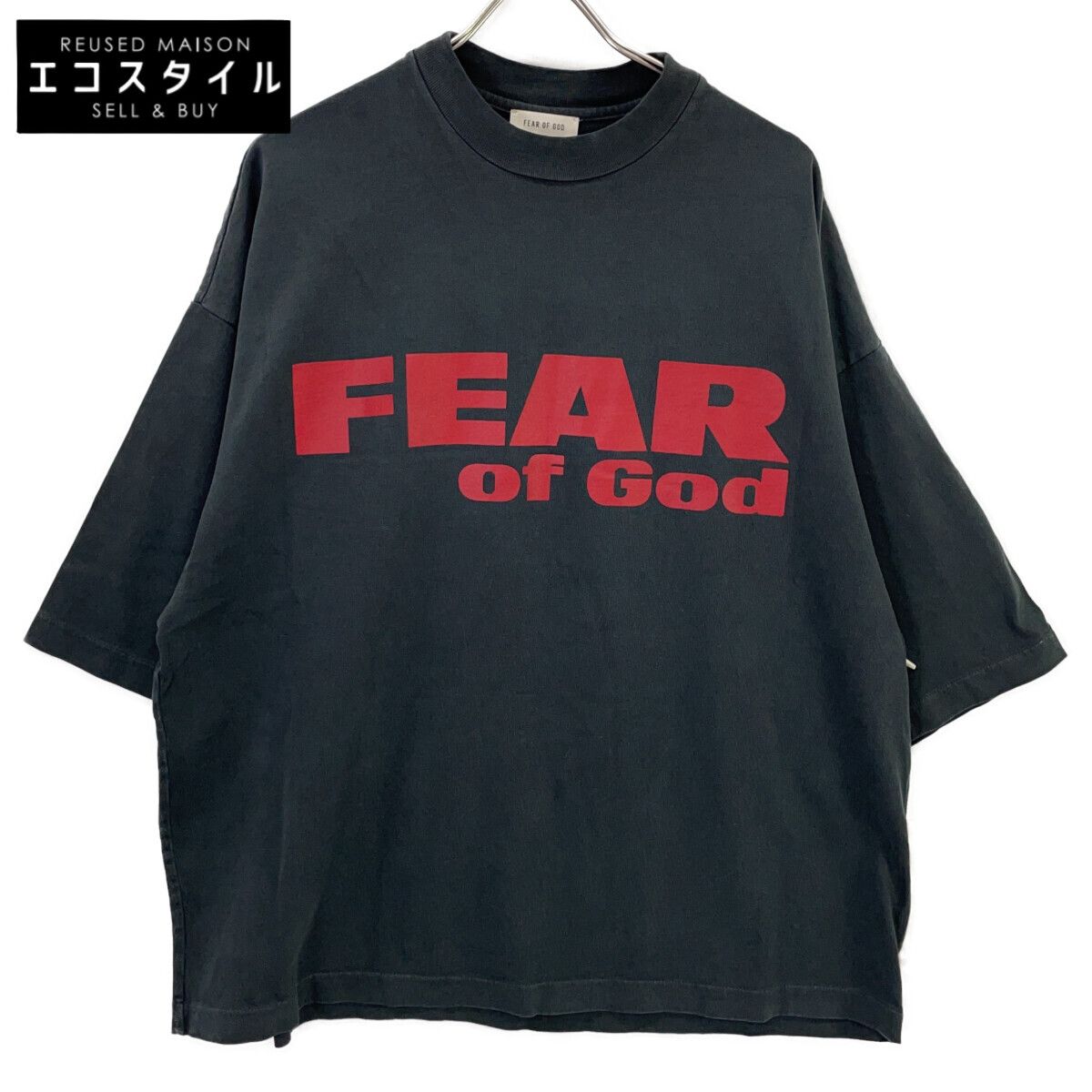 FEAR OF GOD フィアオブゴッド 25FW ﾌﾞﾗｯｸ×ﾚｯﾄﾞ RELAXED FEAR IS GONE TEE Tｼｬﾂ M