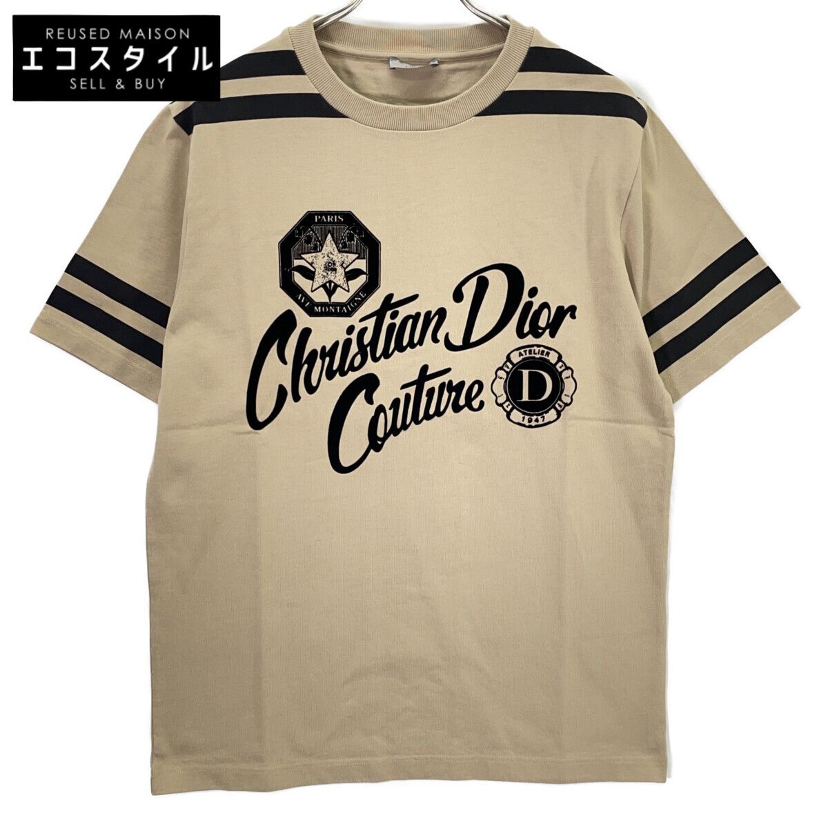DIOR ディオール 483J636B0554 ﾍﾞｰｼﾞｭ ｺｯﾄﾝ ﾌﾟﾘﾝﾄ Tｼｬﾂ S