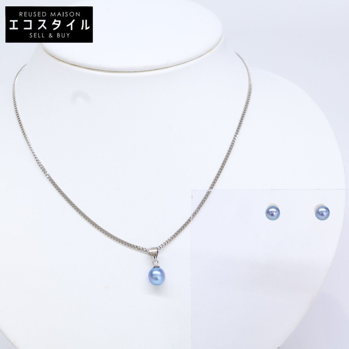 Pt850 Pt850 Pt850 7mmパール ネックレス、5.8mmパール ピアス セット