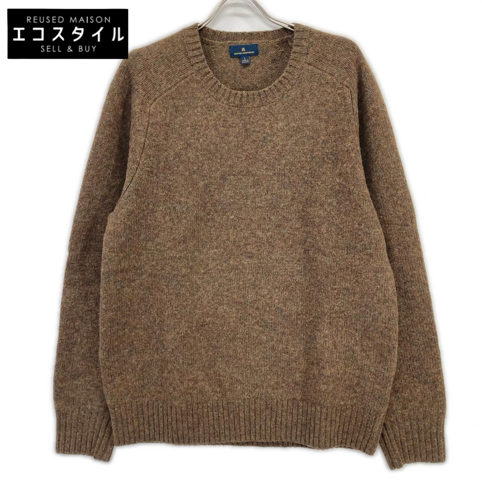 Brooks Brothers ブルックスブラザーズ 100220036 24年 ﾌﾞﾗｳﾝ ｳｰﾙ ﾒﾗﾝｼﾞ ｸﾙｰﾈｯｸｾｰﾀｰ L
