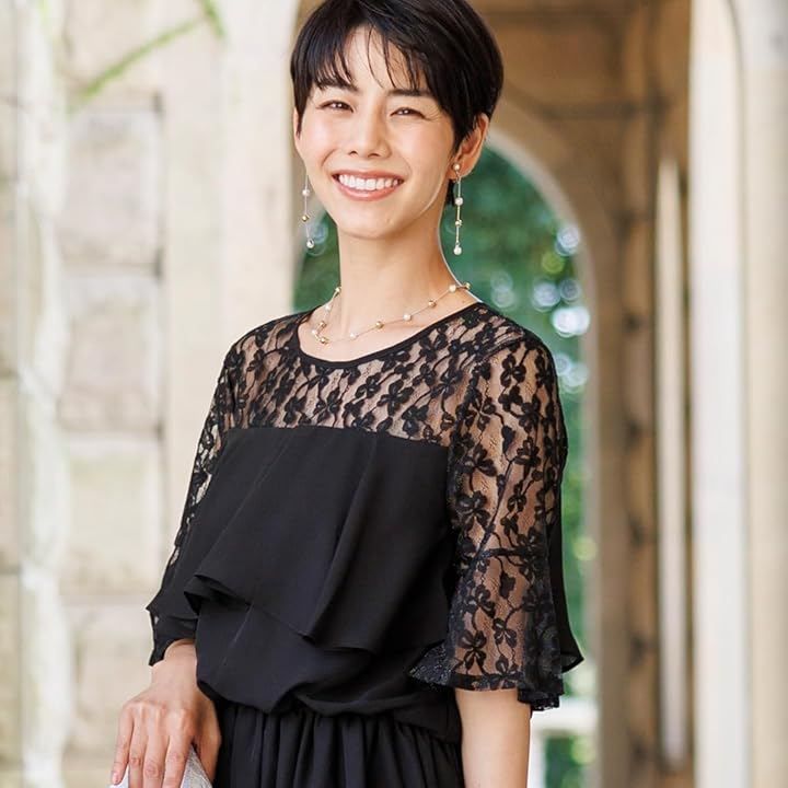MORE AUNI パーティー ドレス 結婚式 レース 切替 胸元 フリル ロングドレス ワンピース 2次会 1.5次会 お呼ばれ カジュアル お呼ばれワンピース 披露宴 発表会 可愛い 体型カバー (ブラック / J327012, S) MORE AUNI パーティー ドレス 結婚式 レース 切替 胸元 フリル ロングドレス ワンピース 2次会 1.5次会 お呼ばれ カジュアル お呼ばれワンピース 披露宴 発表会 可愛い 体型カバー (ブラック / J327012, S)
