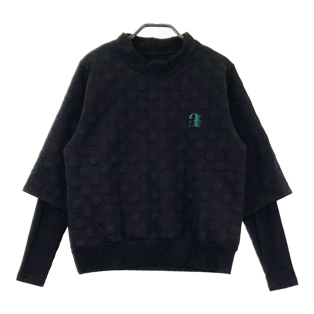 サイズ：ONE SIZE ANTIQUA GOLF アンティカゴルフ ;×STCH AST-00024 レイヤード風 プルオーバー ドット柄 ブラック系 [240101683490] ゴルフウェア レディース ストスト