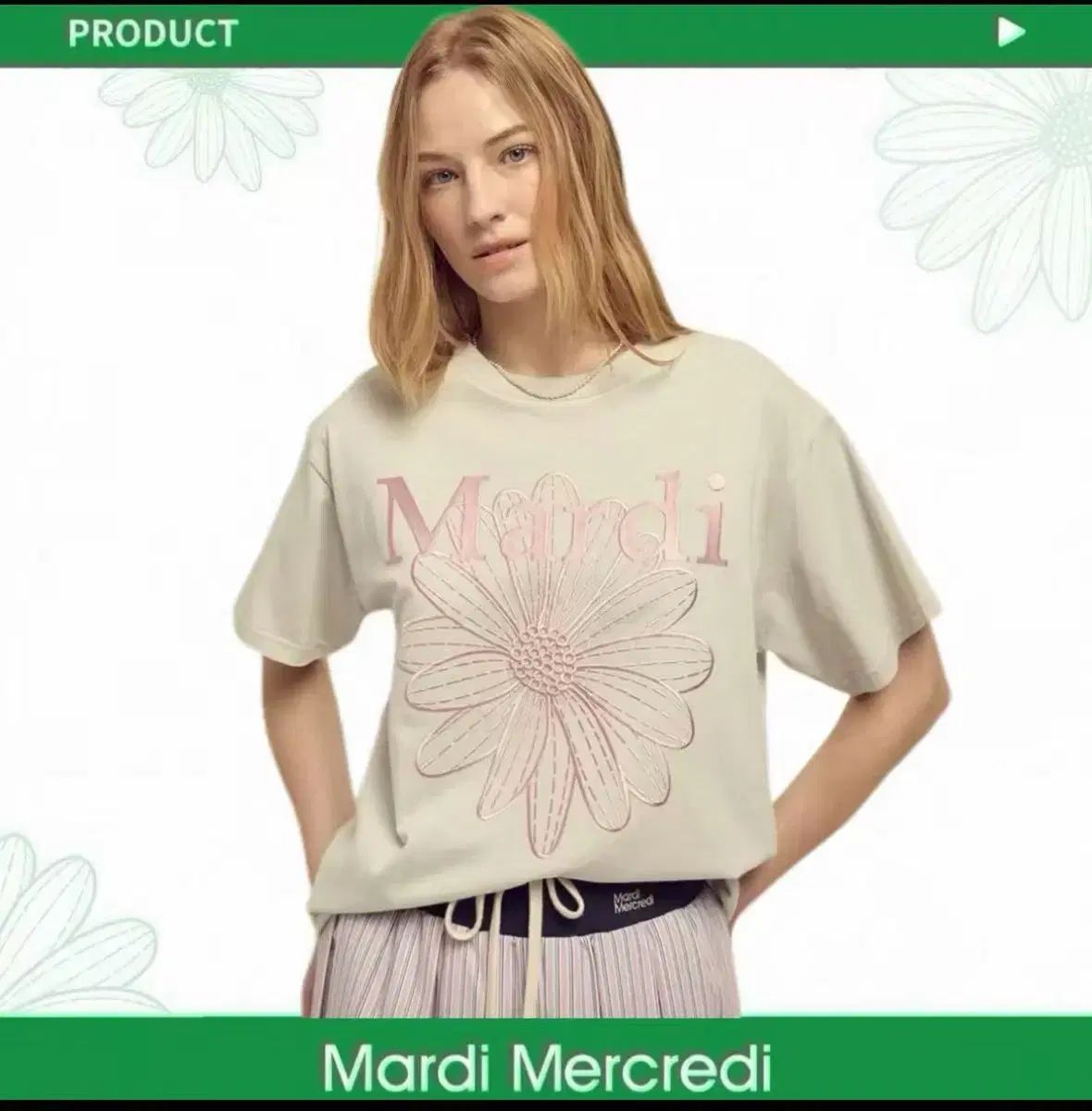 マルディメクルディ フラワー 刺繍 Tシャツ