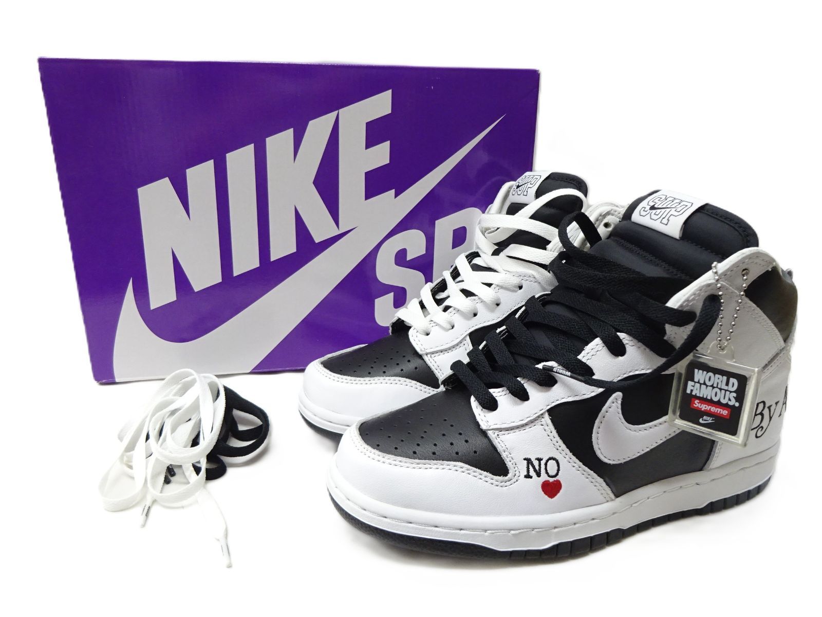 【未使用黒タグ付】NIKE SB Supreme Dunk High DN3741-002 ブラック ホワイト 25.0cm US7 エニーミーンズ スニーカー コラボ