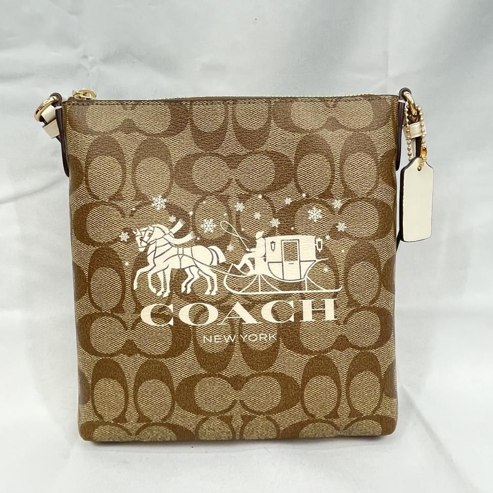 【中古】COACH ホースアンドキャレッジ　ショルダーバッグ　ベージュ[79]