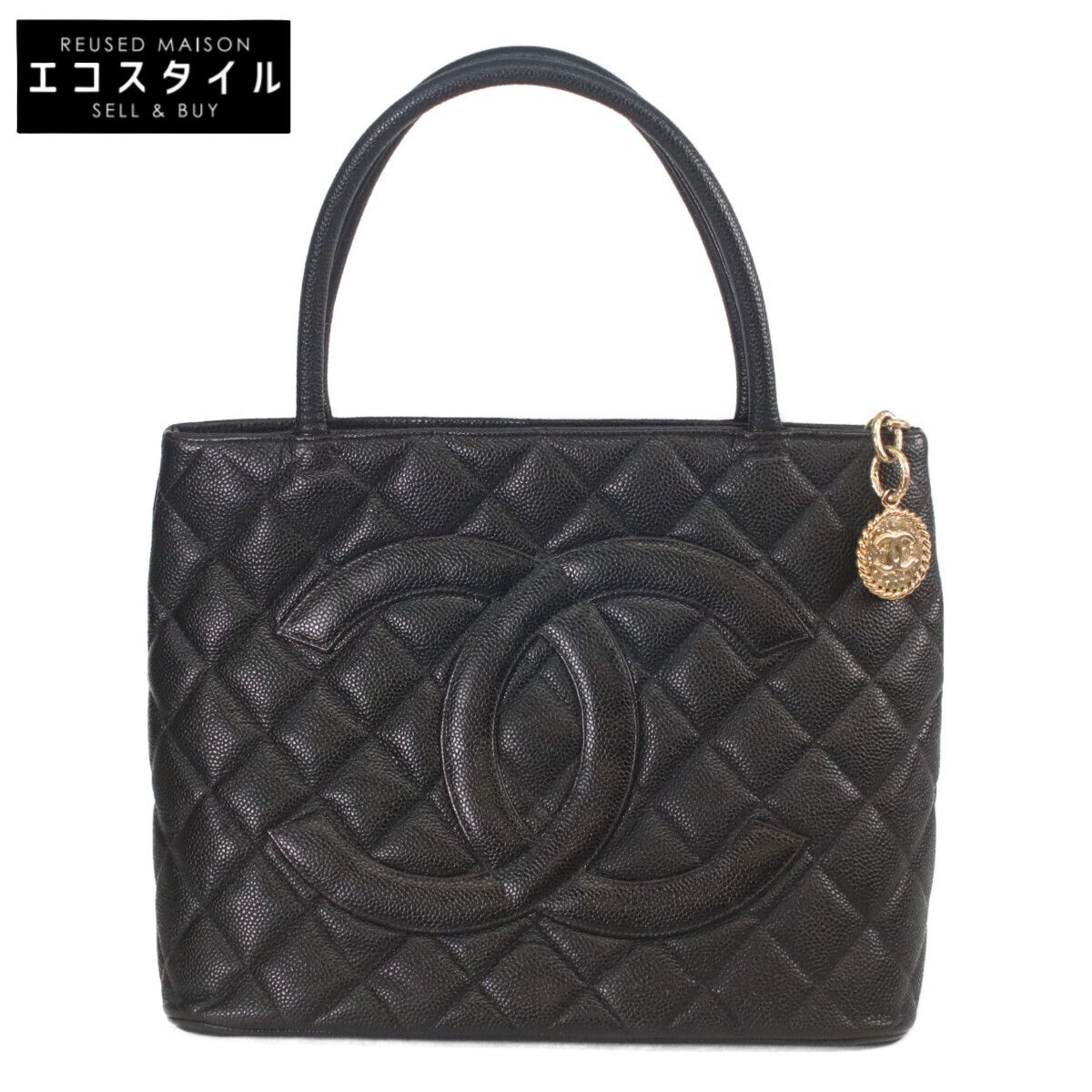CHANEL シャネル A01804 黒 ｷｬﾋﾞｱ ｺﾞｰﾙﾄﾞ金具 復刻ﾄｰﾄ