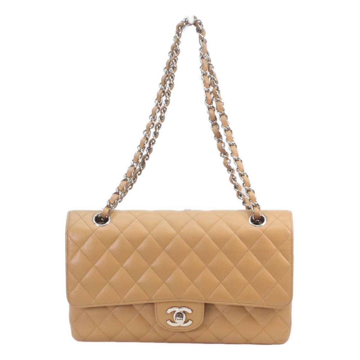 CHANEL シャネル A01112 ベージュ キャビア シルバー金具 マトラッセ25