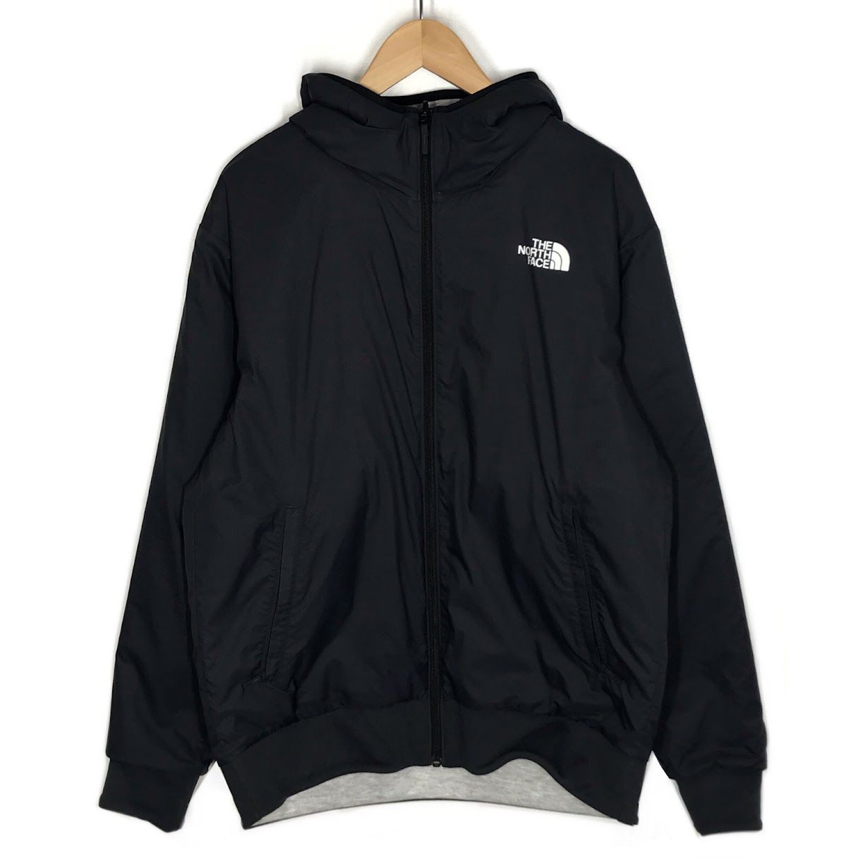 【倉吉店】 中古 THE NORTH FACE | ザ・ノースフェイス ナイロンジャケット Reversible Tech Air Hoodie リバーシブルテックエアーフーディ NT62289 ブラック/グレー サイズ：L 【92】